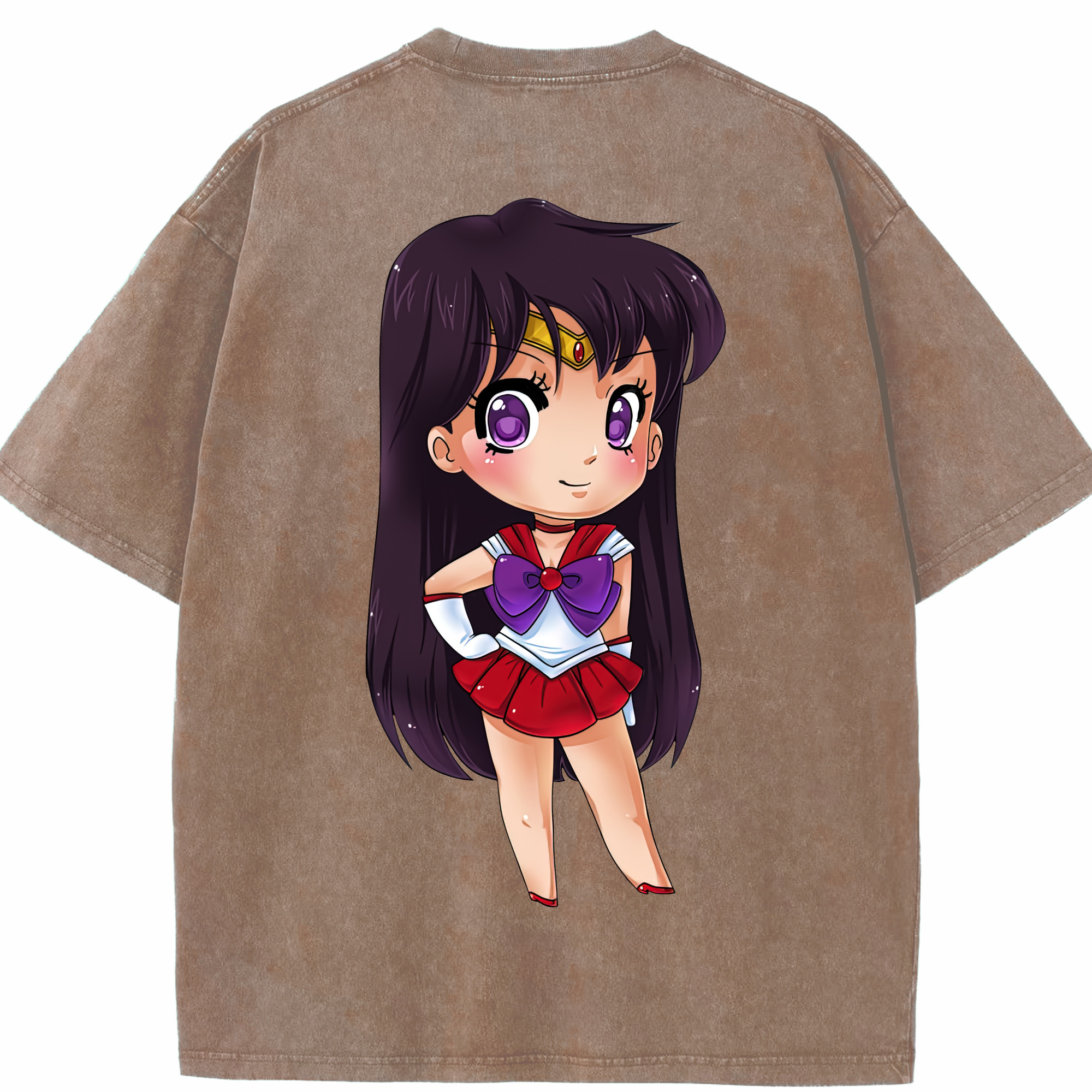 （画像用） 美少女戦士セーラームーン 火野レイ ひの レイ Sailor Moon Hino Rei （セーラーマーズ,Sailor Mars） 綿100% ヴィンテージ風 半袖Tシャツ（背面プリント）