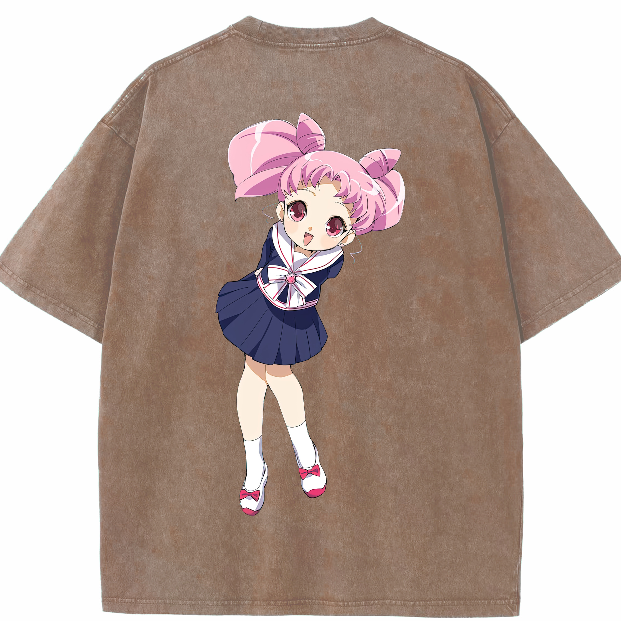 （画像用） 美少女戦士セーラームーン ちびうさ Sailor Moon Chibiusa Tsukino Usagi Small Lady Serenity 綿100% ヴィンテージ風 半袖Tシャツ（背面プリント）