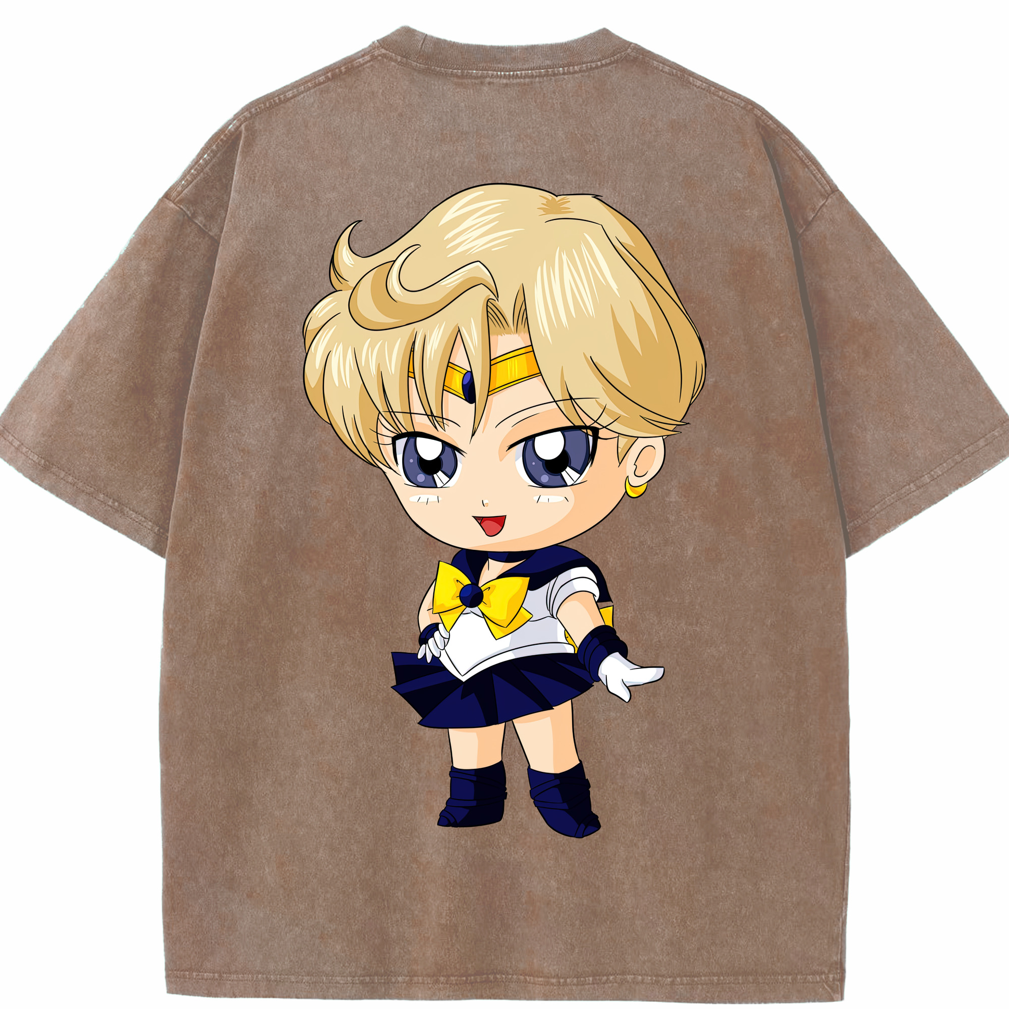 （画像用） 美少女戦士セーラームーン 天王はるか Sailor Moon Tenoh Haruka 綿100% ヴィンテージ風 半袖Tシャツ（背面プリント）