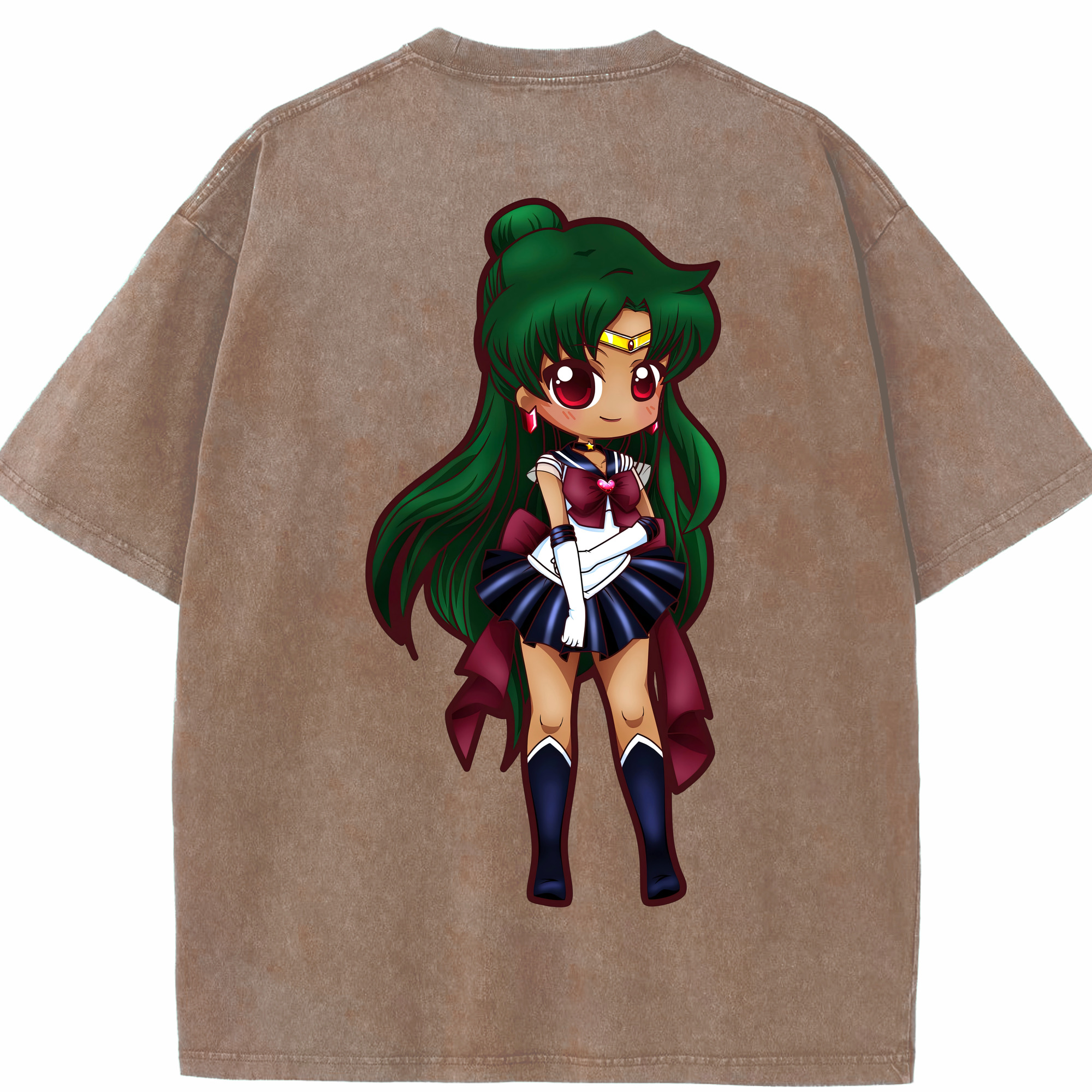 （画像用） 美少女戦士セーラームーン 冥王せつな Sailor Moon Meiou Setsuna 綿100% ヴィンテージ風 半袖Tシャツ（背面プリント）