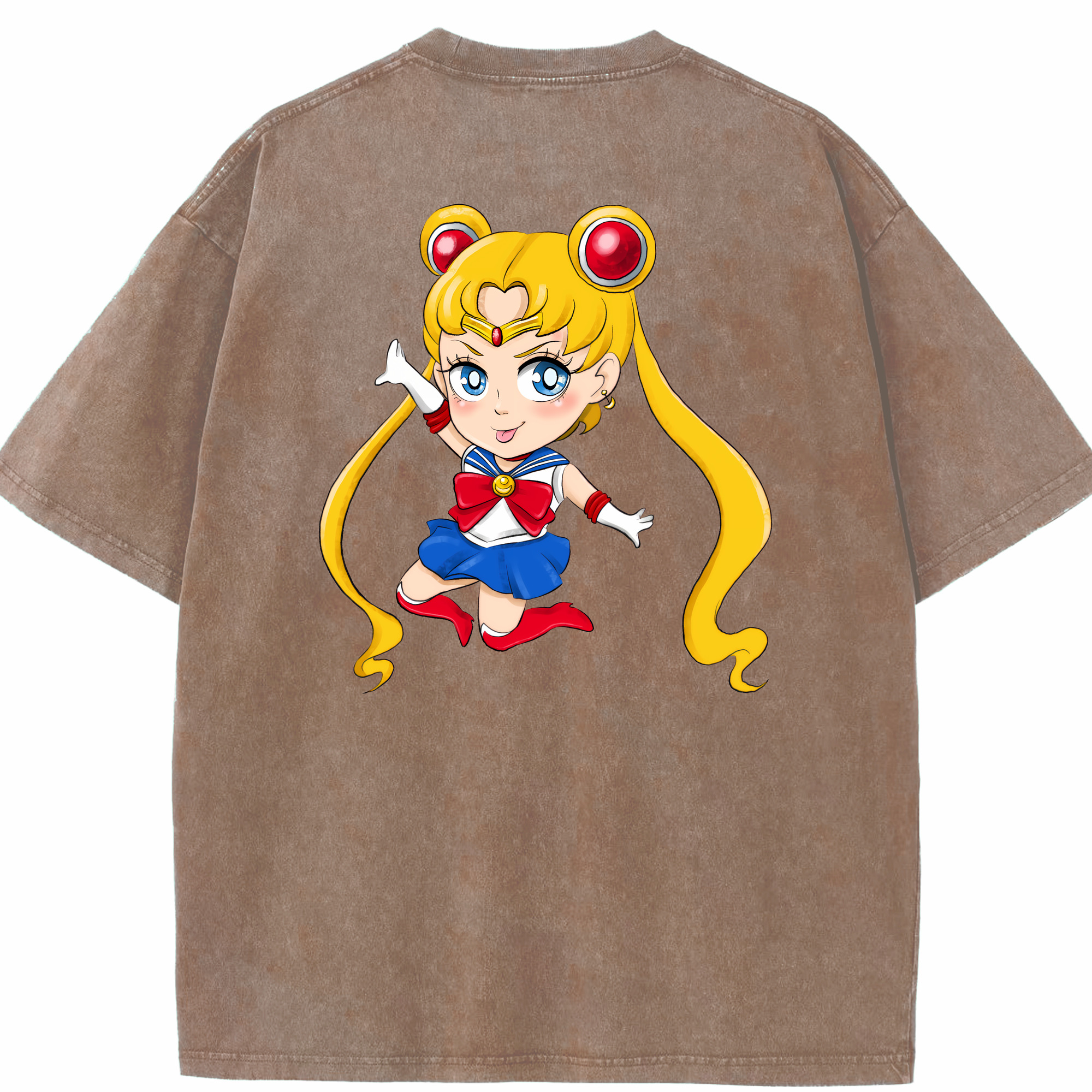 （画像用） 美少女戦士セーラームーン 月野 うさぎ つきの うさぎ Sailor Moon Tsukino Usagi 綿100% ヴィンテージ風 半袖Tシャツ（背面プリント）