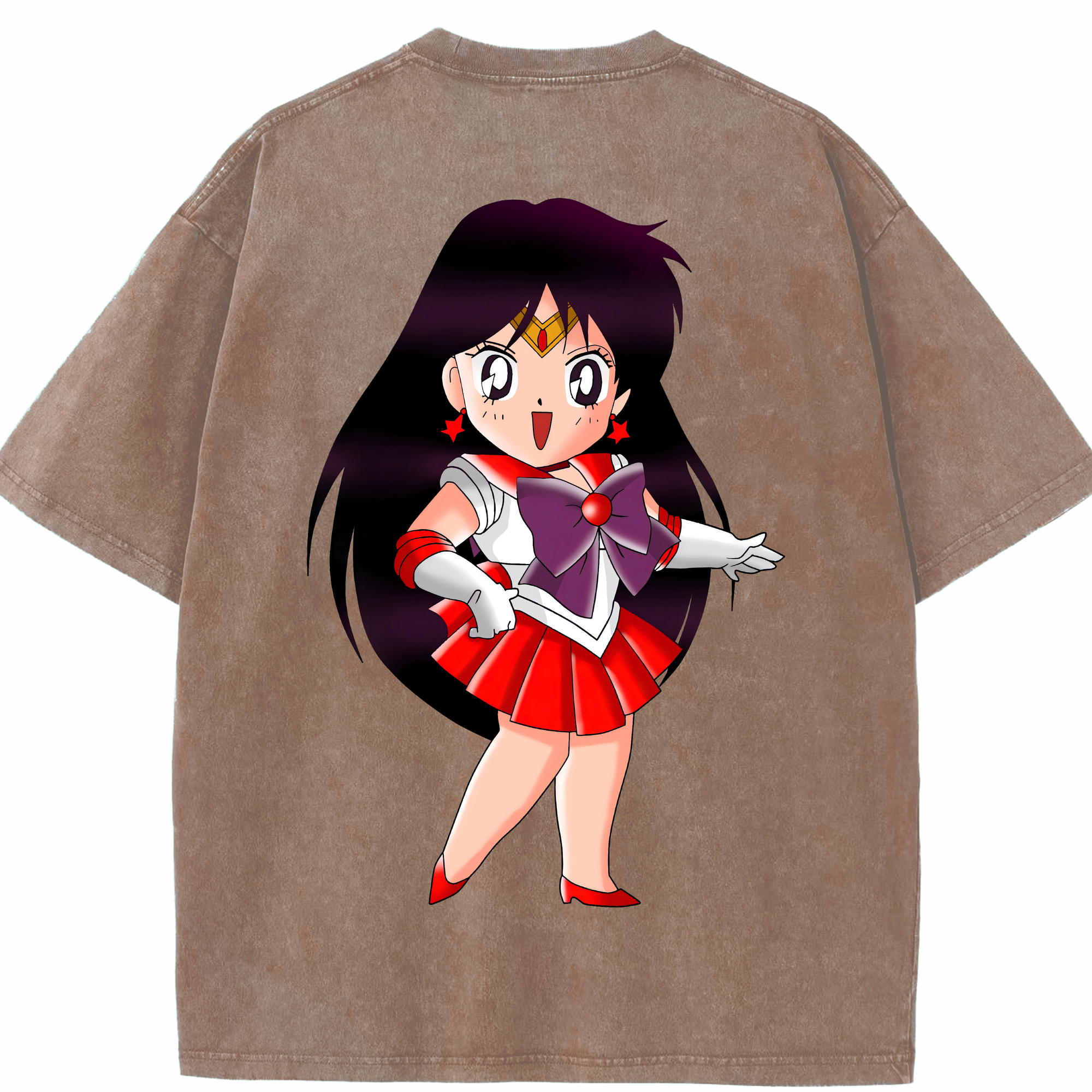 （画像用） 美少女戦士セーラームーン 火野レイ ひの レイ Sailor Moon Hino Rei （セーラーマーズ,Sailor Mars） 綿100% ヴィンテージ風 半袖Tシャツ（背面プリント）