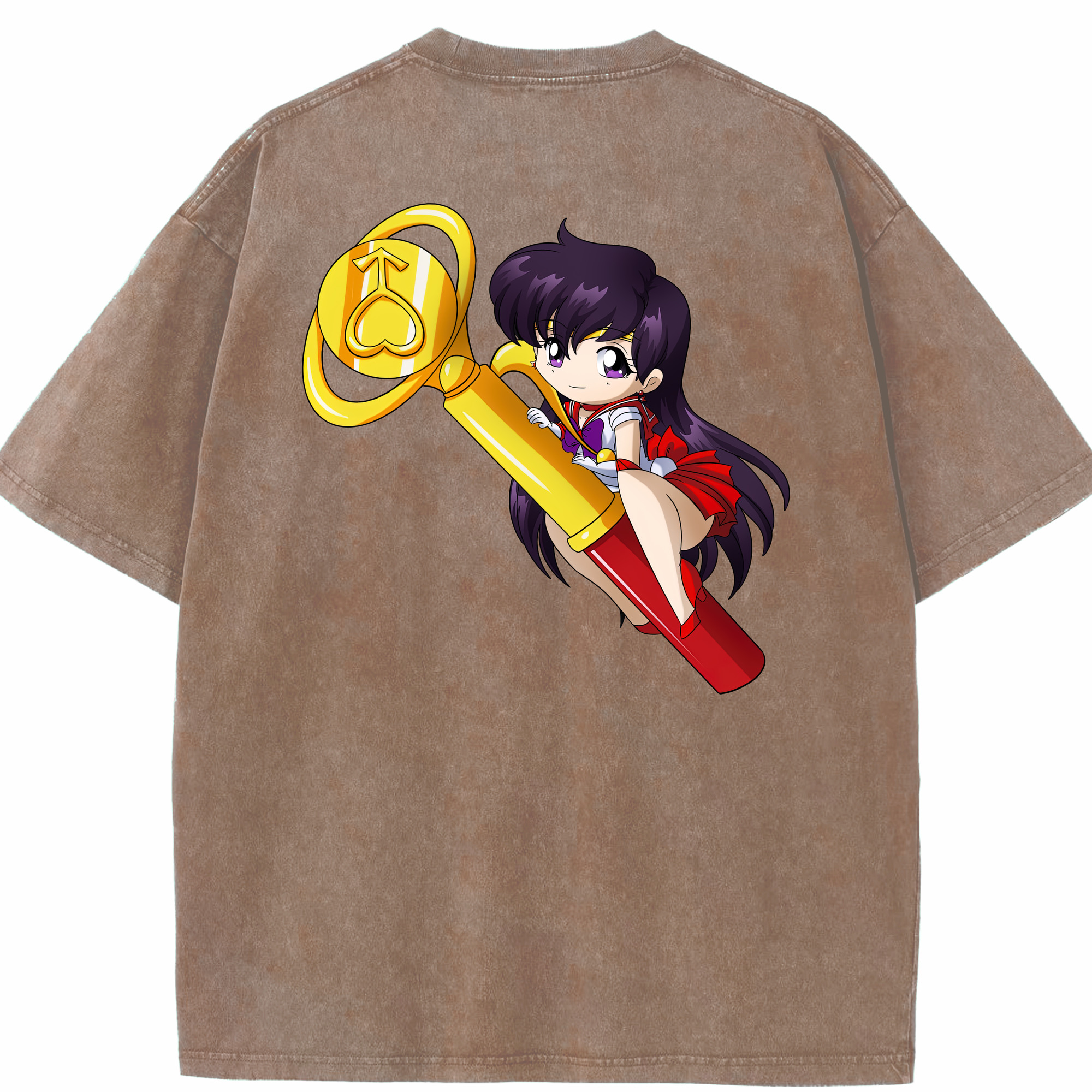 （画像用） 美少女戦士セーラームーン 火野レイ ひの レイ Sailor Moon Hino Rei （セーラーマーズ,Sailor Mars） 綿100% ヴィンテージ風 半袖Tシャツ（背面プリント）
