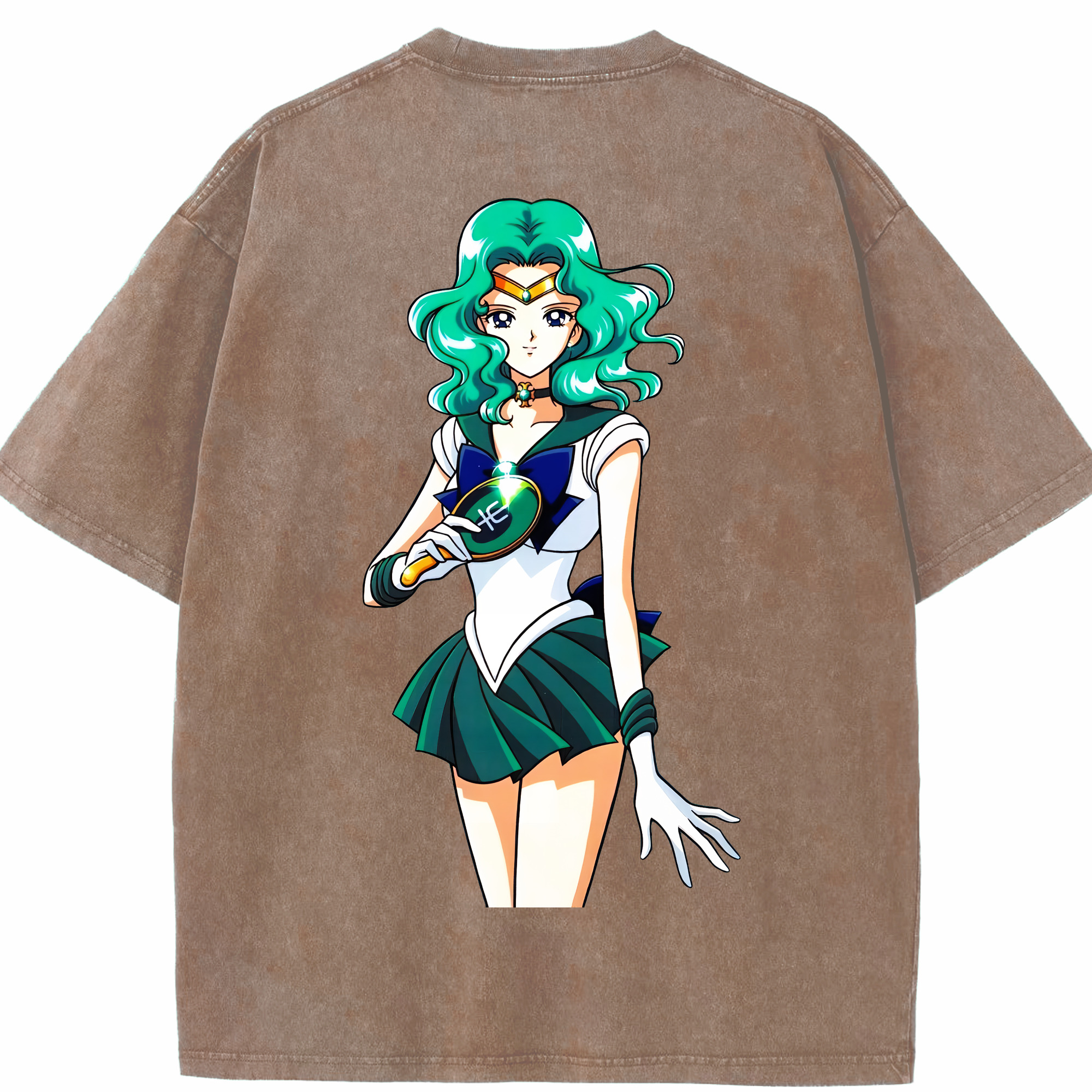 （画像用） 美少女戦士セーラームーン 海王 みちる（かいおう みちる） Sailor Moon Kaiou Michiru 綿100% ヴィンテージ風 半袖Tシャツ（背面プリント）