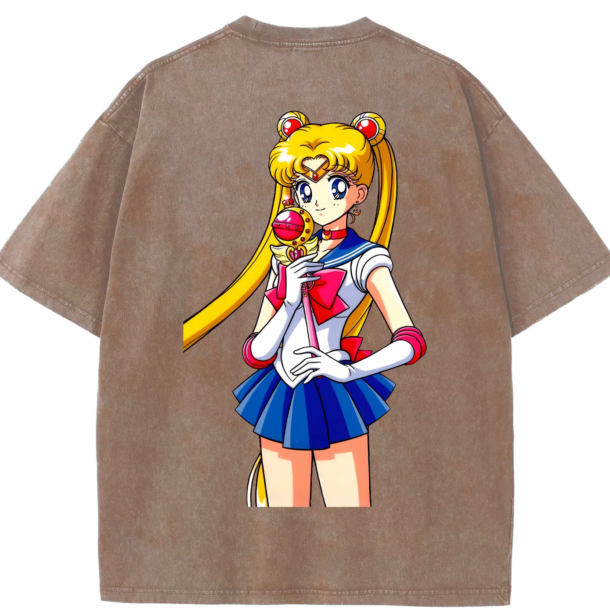 （画像用） 美少女戦士セーラームーン 月野 うさぎ つきの うさぎ Sailor Moon Tsukino Usagi 綿100% ヴィンテージ風 半袖Tシャツ（背面プリント）