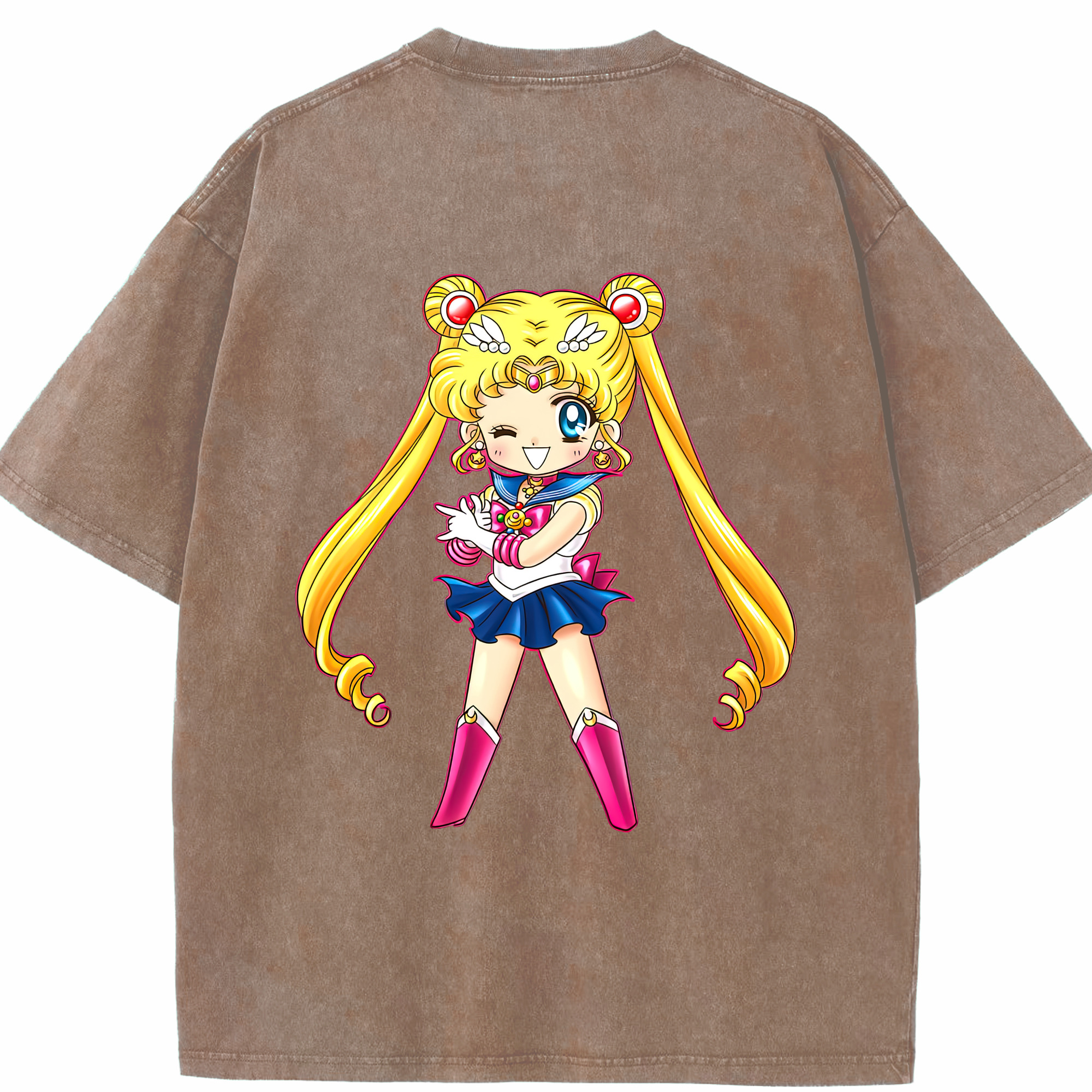 （画像用） 美少女戦士セーラームーン 月野 うさぎ つきの うさぎ Sailor Moon Tsukino Usagi 綿100% ヴィンテージ風 半袖Tシャツ（背面プリント）
