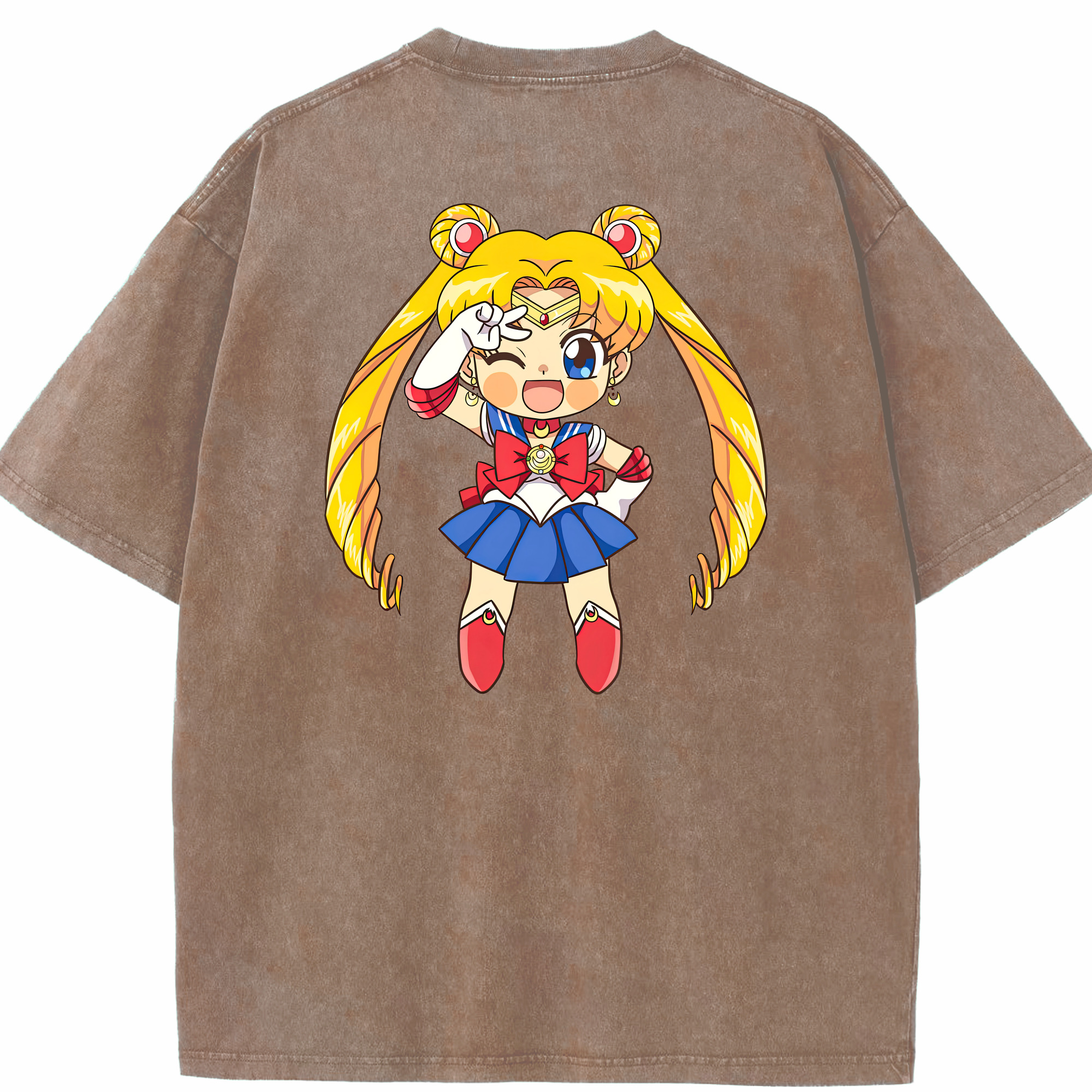 （画像用） 美少女戦士セーラームーン 月野 うさぎ つきの うさぎ Sailor Moon Tsukino Usagi 綿100% ヴィンテージ風 半袖Tシャツ（背面プリント）
