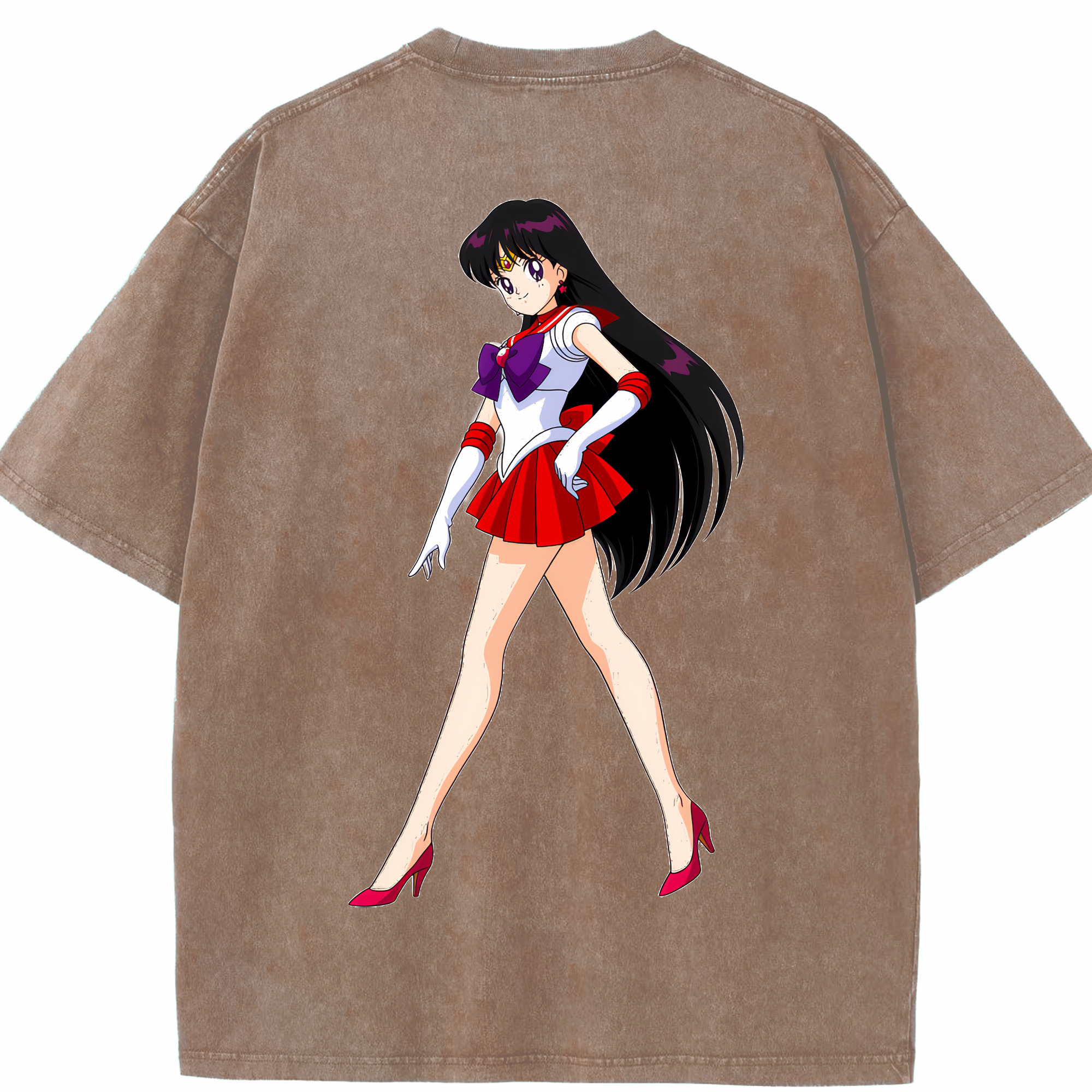 （画像用） 美少女戦士セーラームーン 火野レイ ひの レイ Sailor Moon Hino Rei （セーラーマーズ,Sailor Mars） 綿100% ヴィンテージ風 半袖Tシャツ（背面プリント）