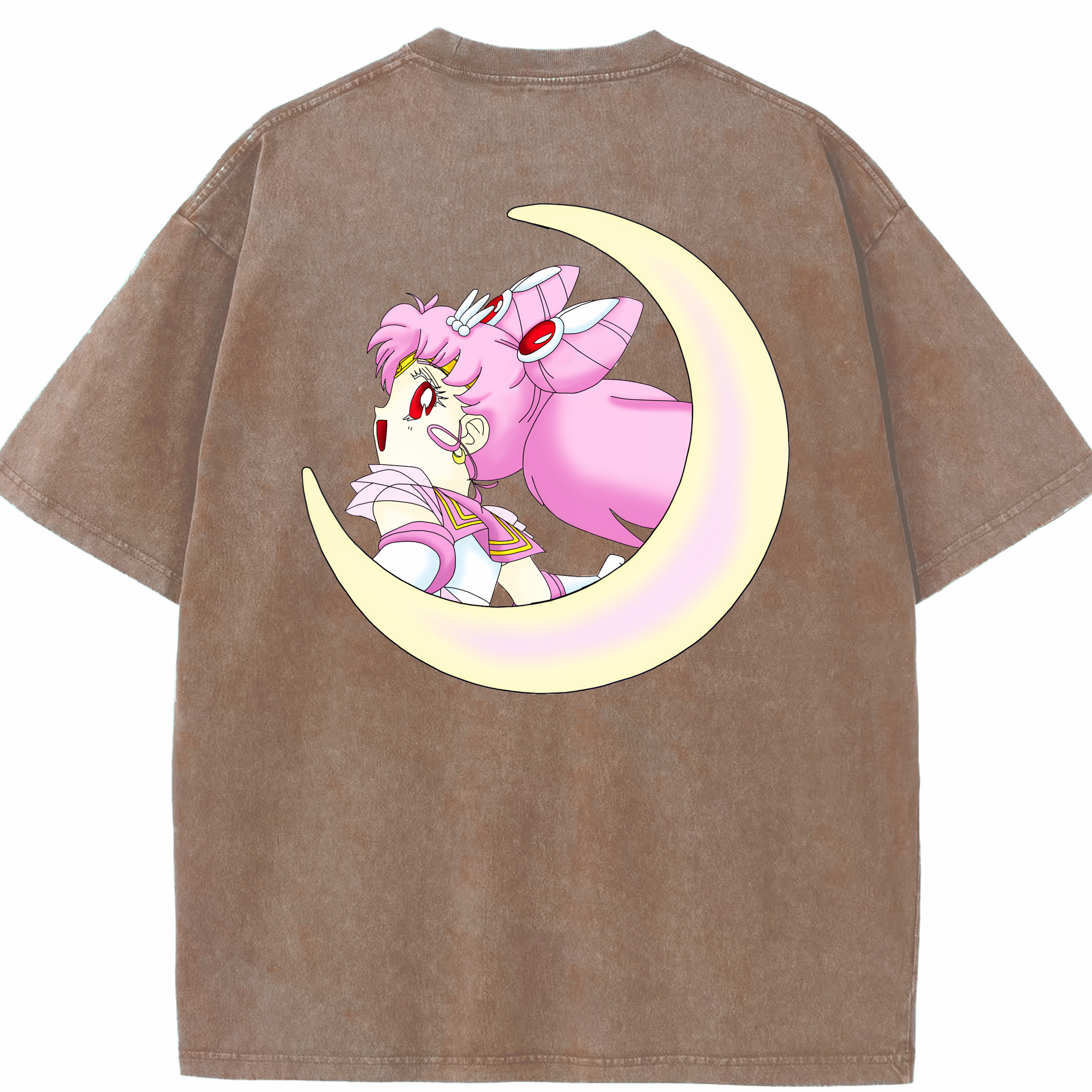 （画像用） 美少女戦士セーラームーン ちびうさ Sailor Moon Chibiusa Tsukino Usagi Small Lady Serenity 綿100% ヴィンテージ風 半袖Tシャツ（背面プリント）