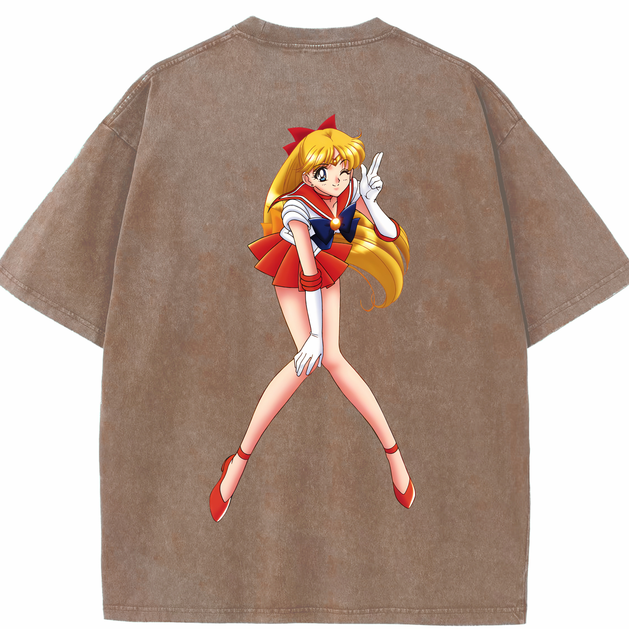 （画像用） 美少女戦士セーラームーン 愛野 美奈子 あいの みなこ Sailor Moon Aino Minako 綿100% ヴィンテージ風 半袖Tシャツ（背面プリント）