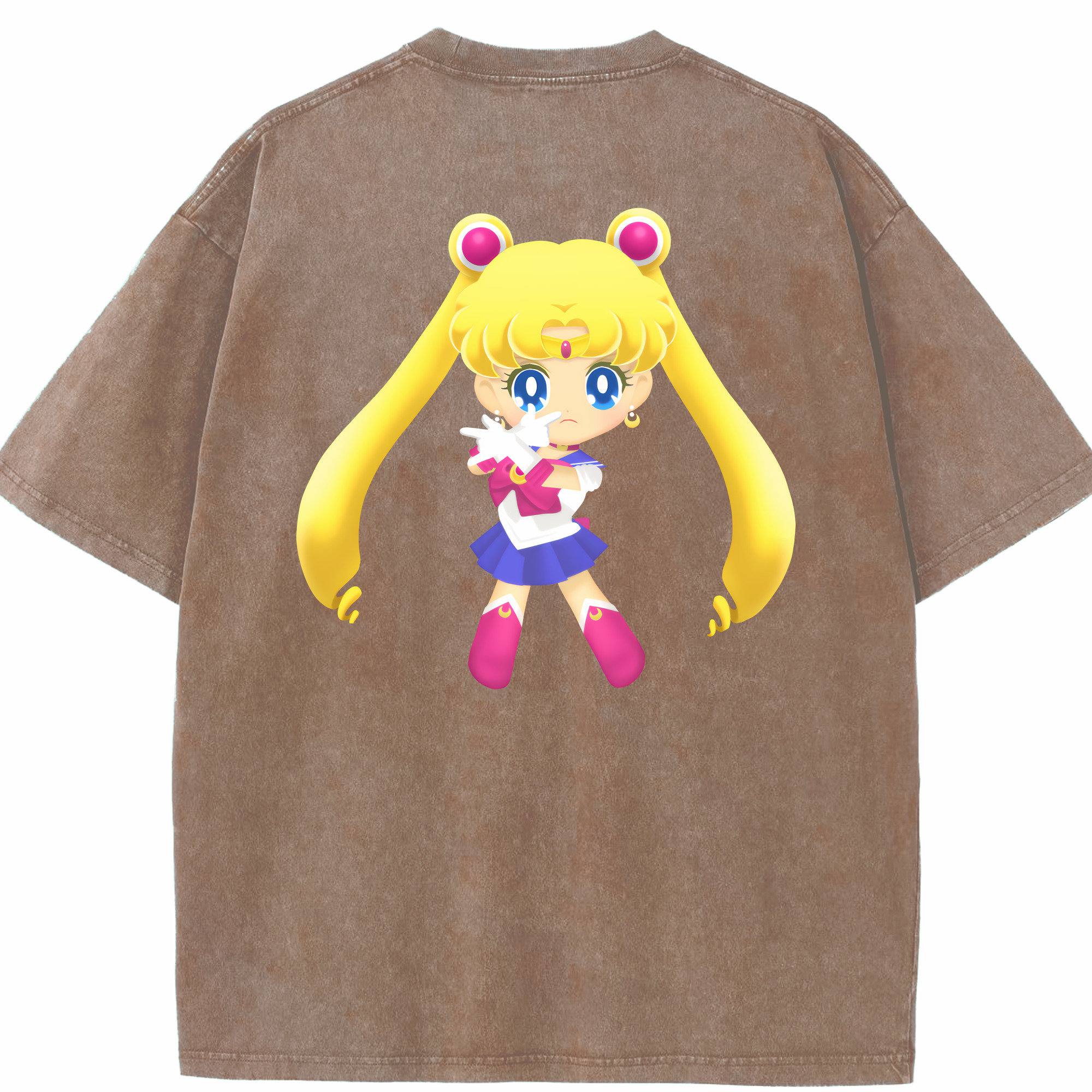 （画像用） 美少女戦士セーラームーン 月野 うさぎ つきの うさぎ Sailor Moon Tsukino Usagi 綿100% ヴィンテージ風 半袖Tシャツ（背面プリント）