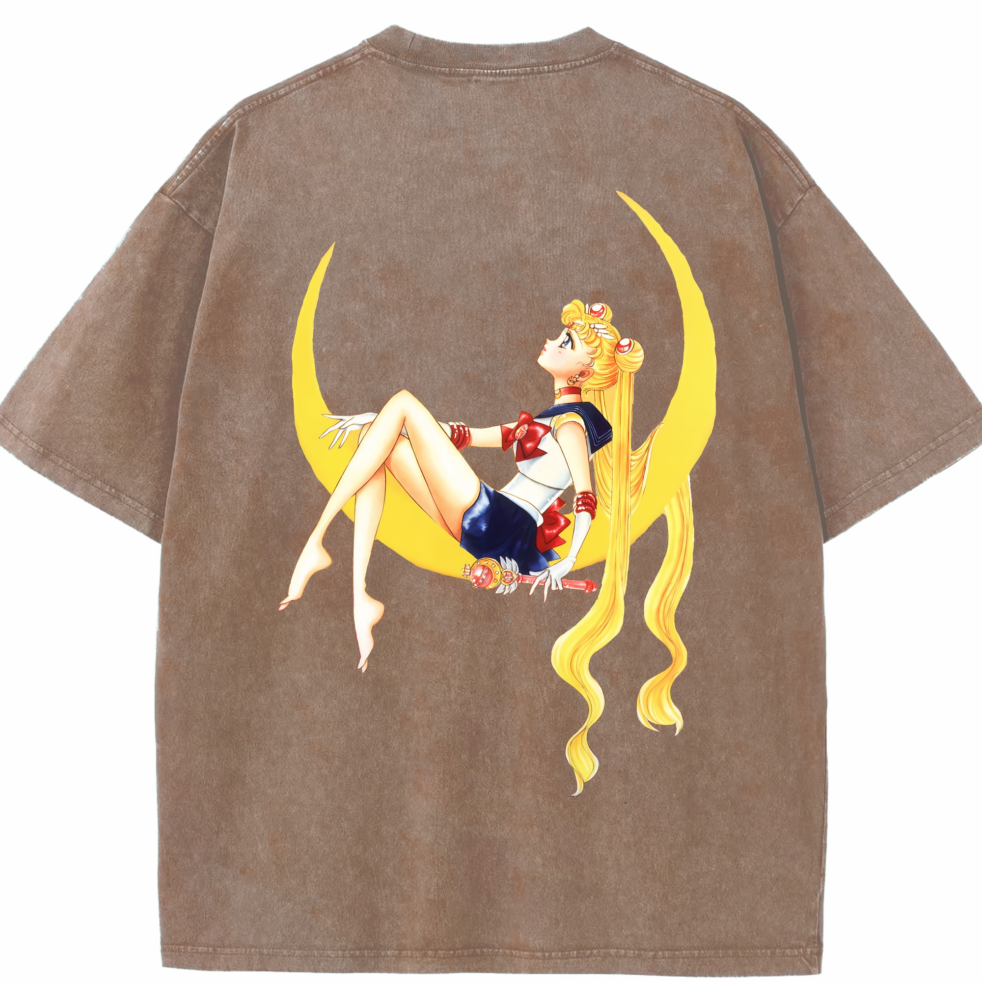 （画像用） 美少女戦士セーラームーン 月野 うさぎ つきの うさぎ Sailor Moon Tsukino Usagi 綿100% ヴィンテージ風 半袖Tシャツ（背面プリント）