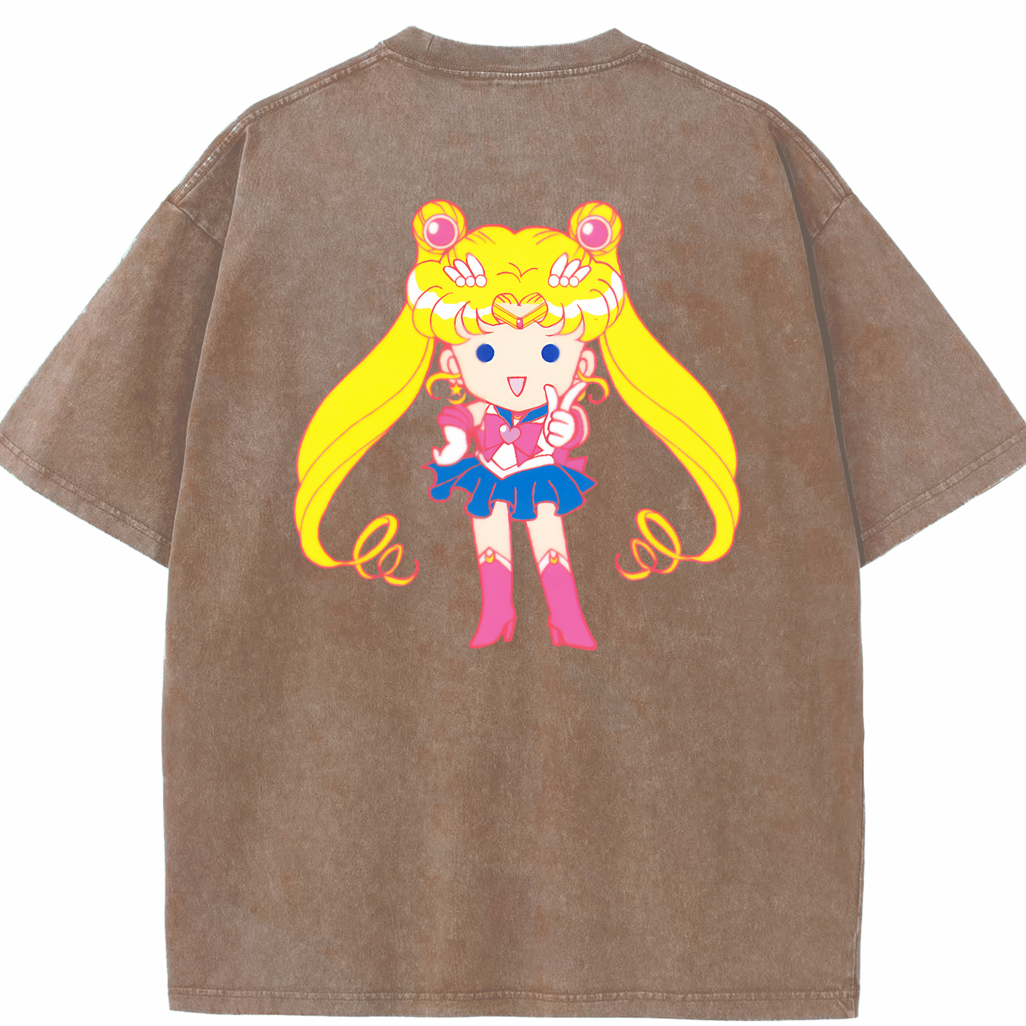 （画像用） 美少女戦士セーラームーン 月野 うさぎ つきの うさぎ Sailor Moon Tsukino Usagi 綿100% ヴィンテージ風 半袖Tシャツ（背面プリント）