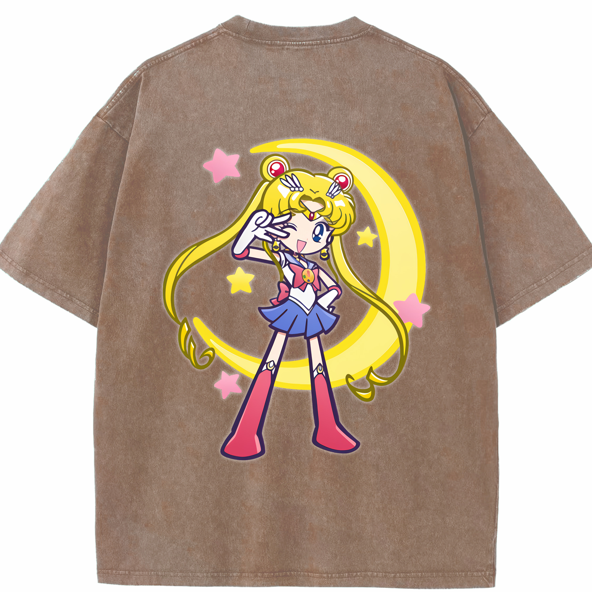 （画像用） 美少女戦士セーラームーン 月野 うさぎ つきの うさぎ Sailor Moon Tsukino Usagi 綿100% ヴィンテージ風 半袖Tシャツ（背面プリント）
