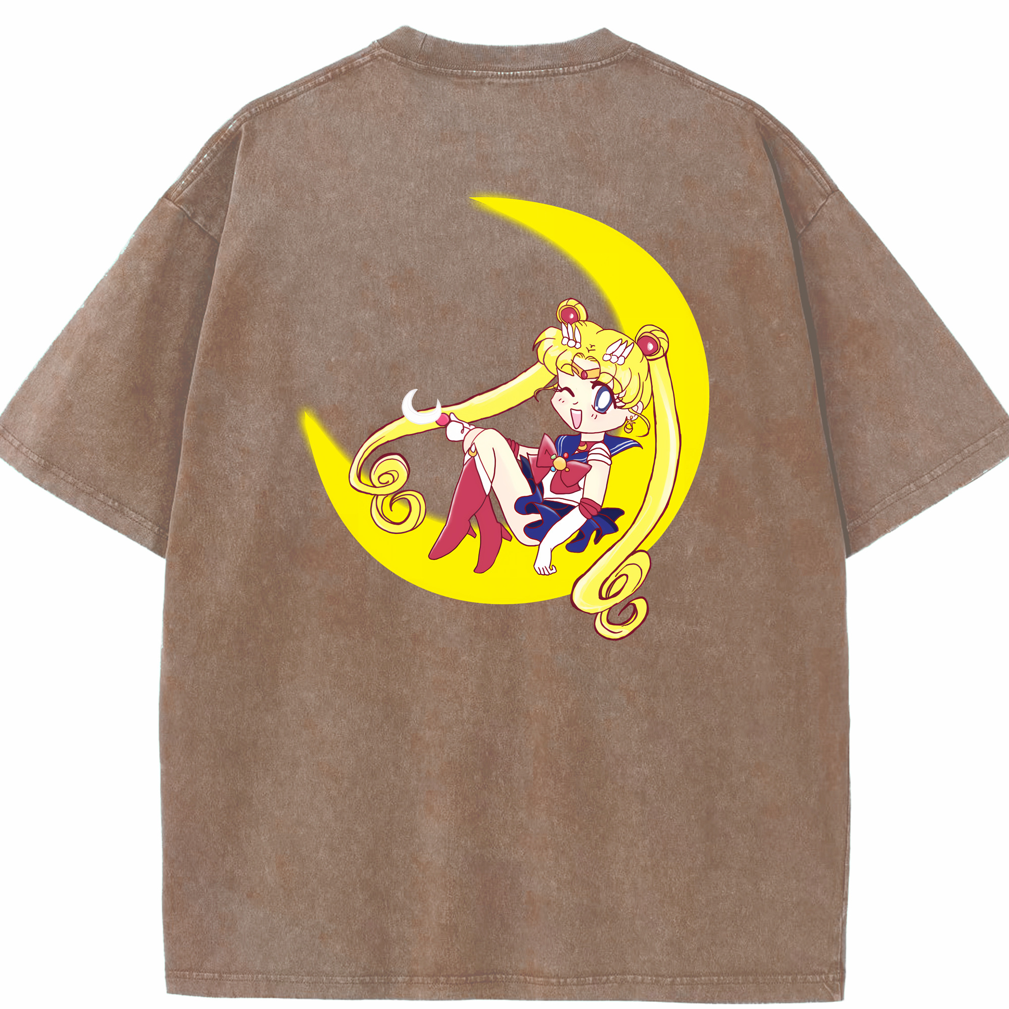 （画像用） 美少女戦士セーラームーン 月野 うさぎ つきの うさぎ Sailor Moon Tsukino Usagi 綿100% ヴィンテージ風 半袖Tシャツ（背面プリント）