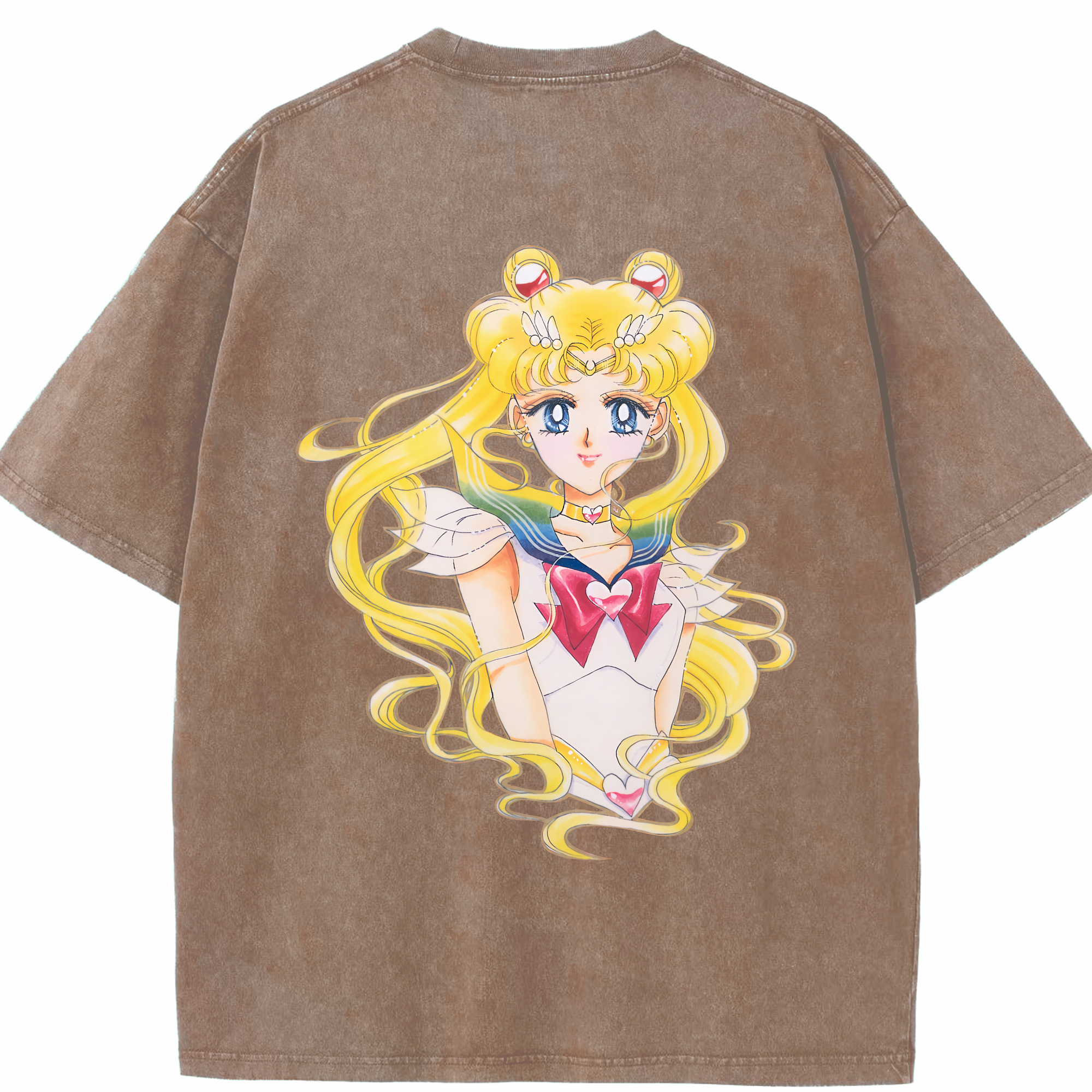 （画像用） 美少女戦士セーラームーン 月野 うさぎ つきの うさぎ Sailor Moon Tsukino Usagi 綿100% ヴィンテージ風 半袖Tシャツ（背面プリント）