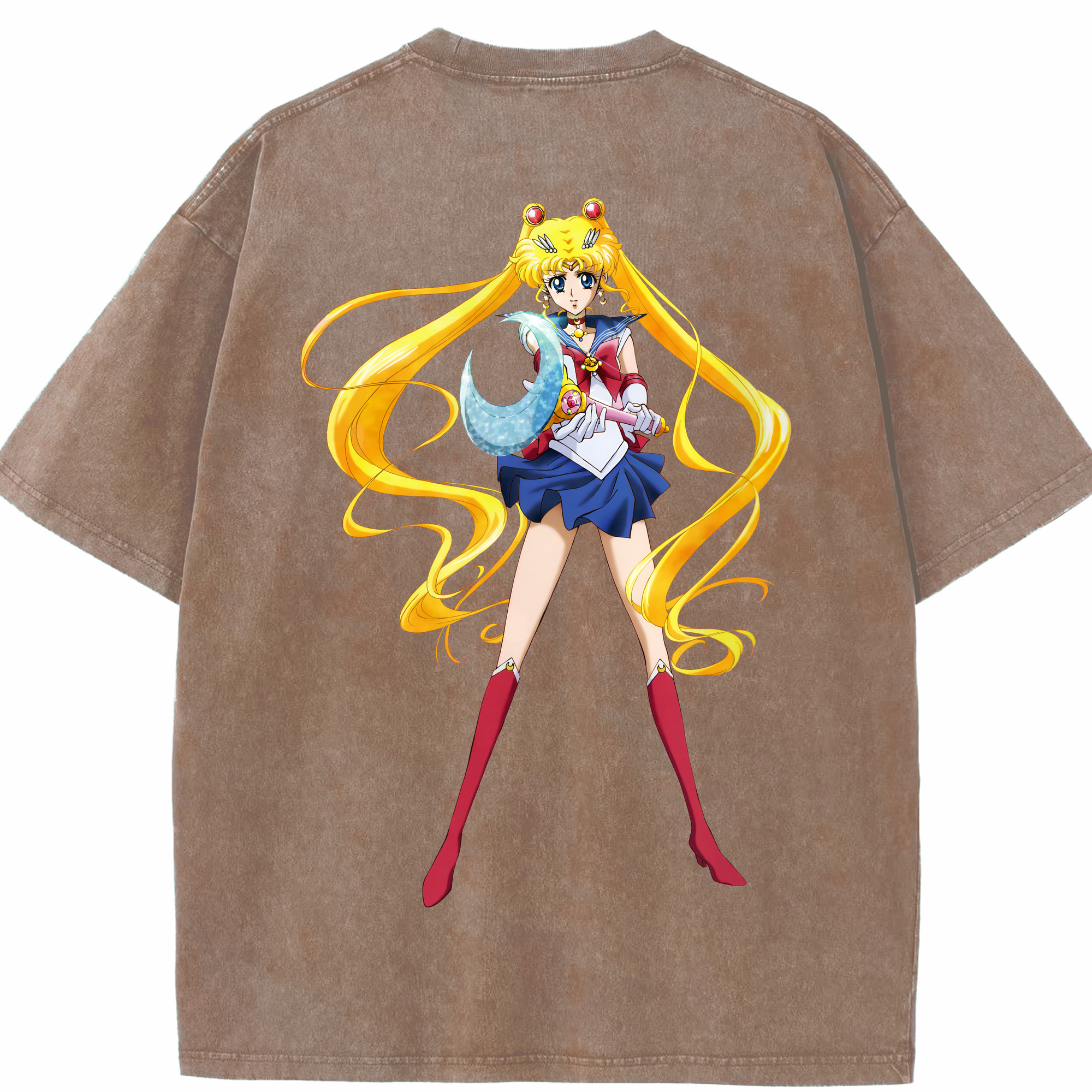 （画像用） 美少女戦士セーラームーン 月野 うさぎ つきの うさぎ Sailor Moon Tsukino Usagi 綿100% ヴィンテージ風 半袖Tシャツ（背面プリント）