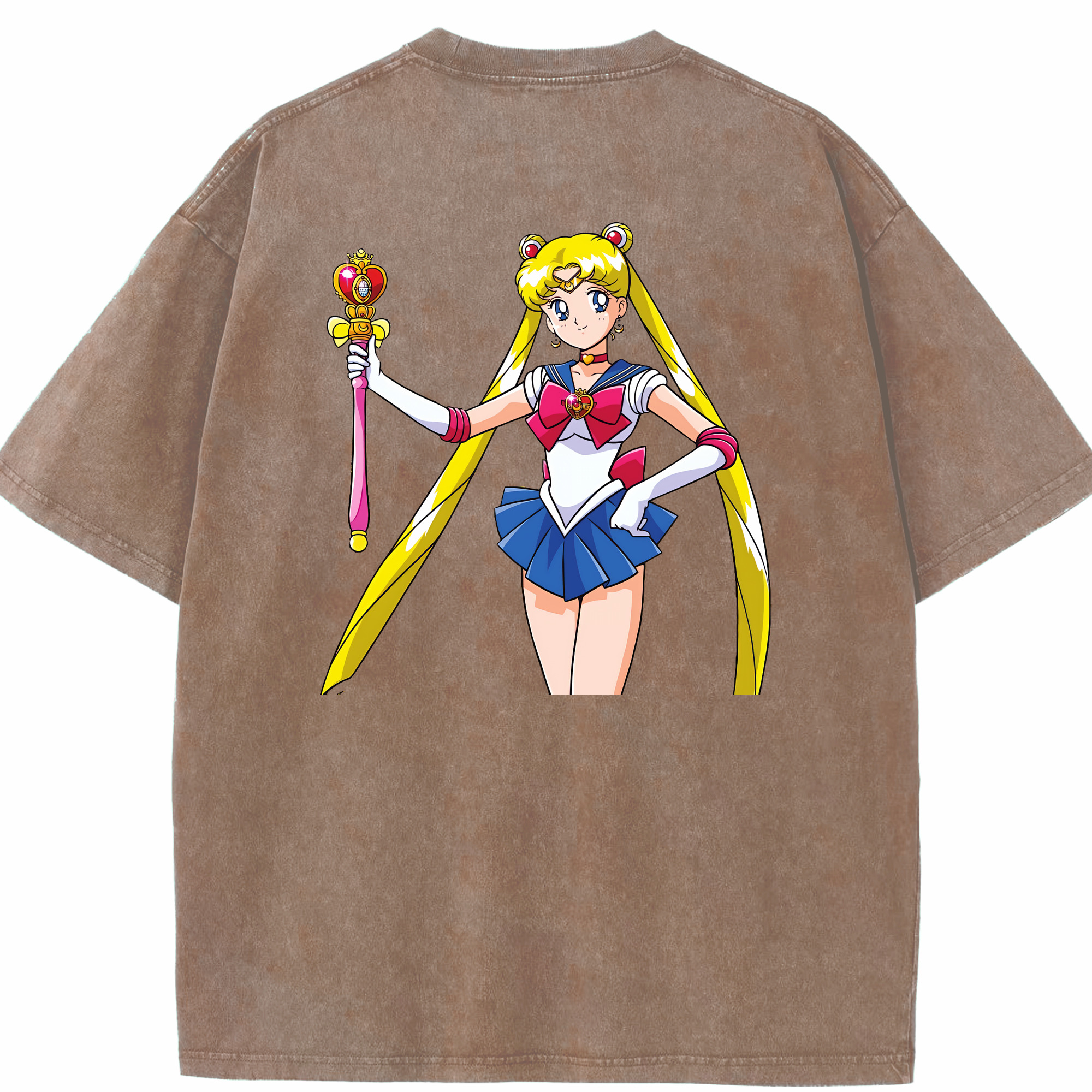 （画像用） 美少女戦士セーラームーン 月野 うさぎ つきの うさぎ Sailor Moon Tsukino Usagi 綿100% ヴィンテージ風 半袖Tシャツ（背面プリント）