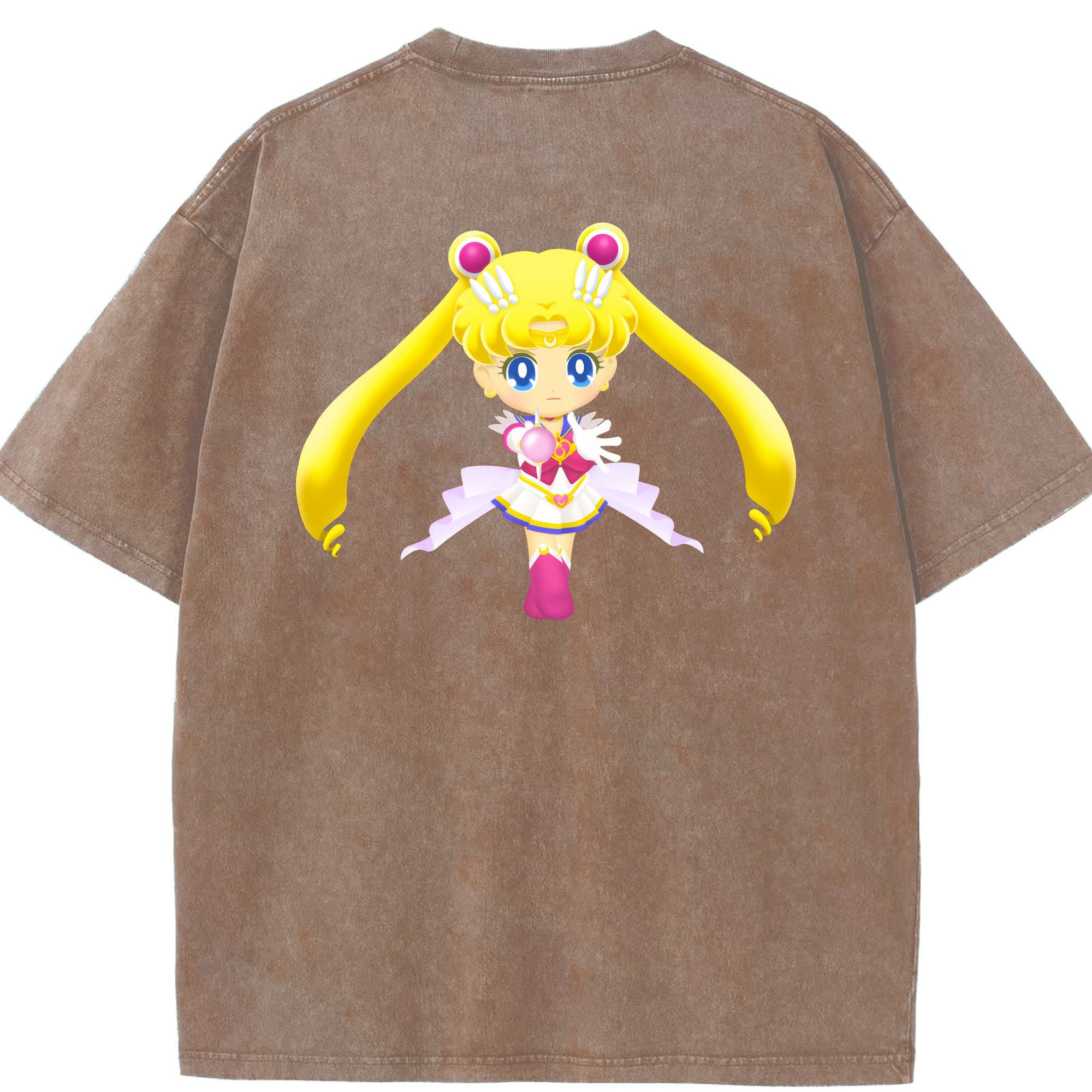 （画像用） 美少女戦士セーラームーン 月野 うさぎ つきの うさぎ Sailor Moon Tsukino Usagi 綿100% ヴィンテージ風 半袖Tシャツ（背面プリント）
