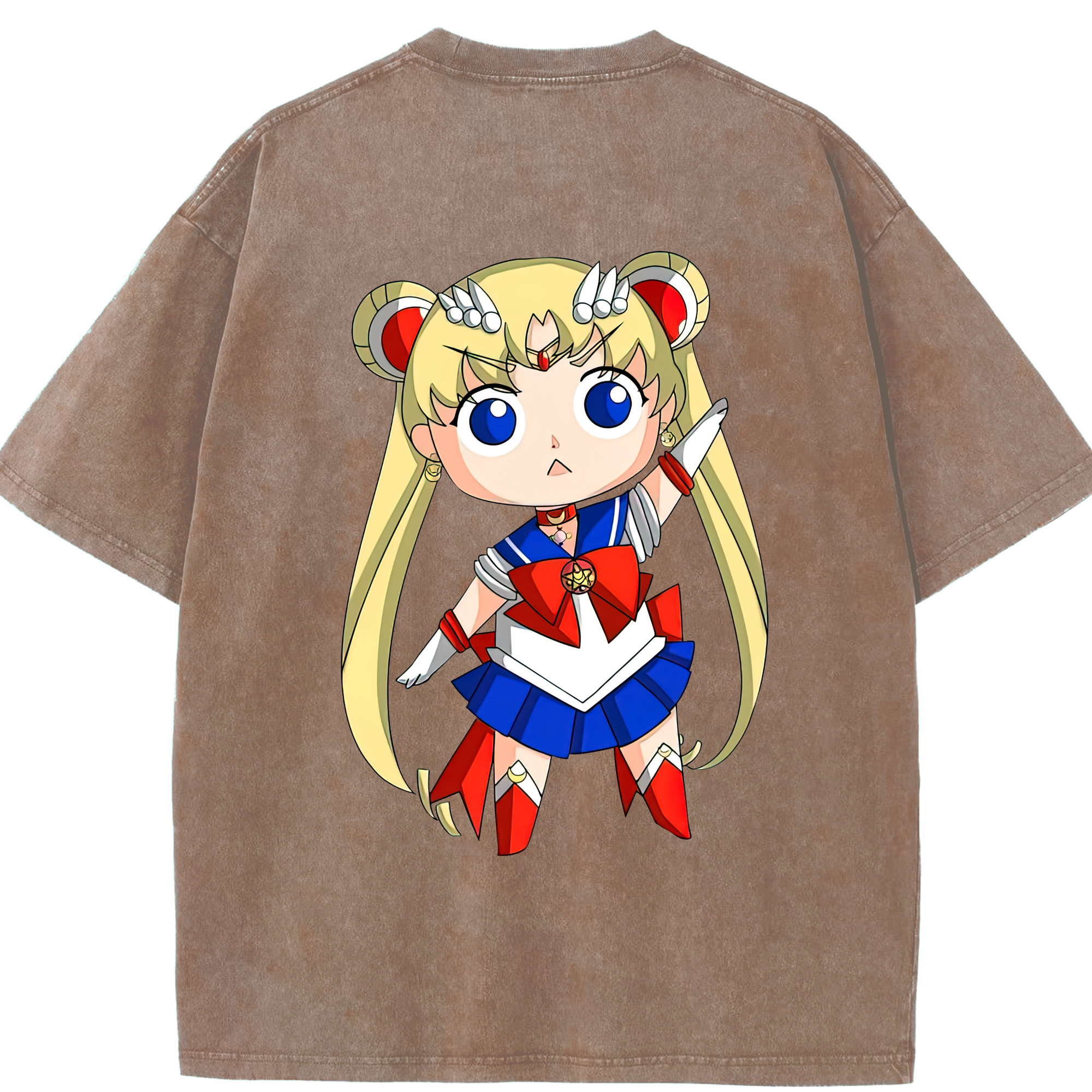 （画像用） 美少女戦士セーラームーン 月野 うさぎ つきの うさぎ Sailor Moon Tsukino Usagi 綿100% ヴィンテージ風 半袖Tシャツ（背面プリント）