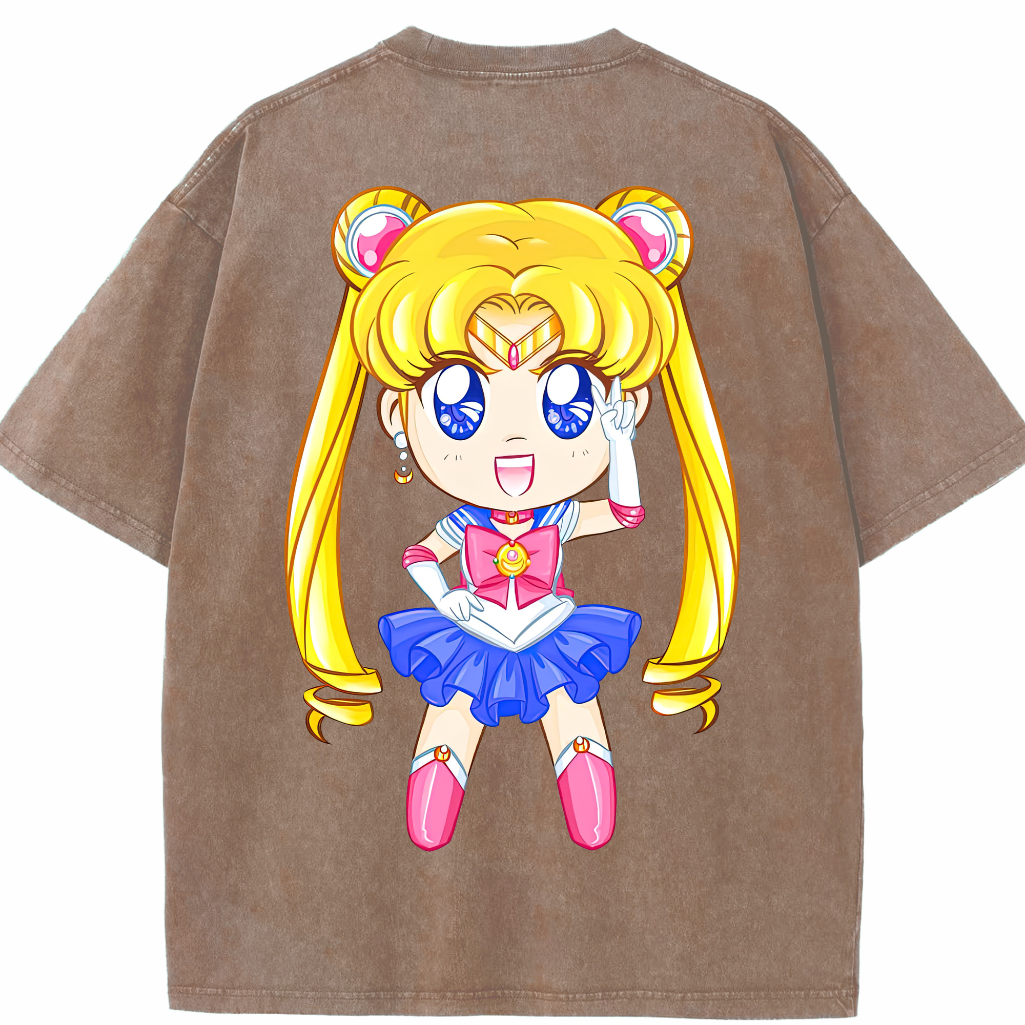 （画像用） 美少女戦士セーラームーン 月野 うさぎ つきの うさぎ Sailor Moon Tsukino Usagi 綿100% ヴィンテージ風 半袖Tシャツ（背面プリント）