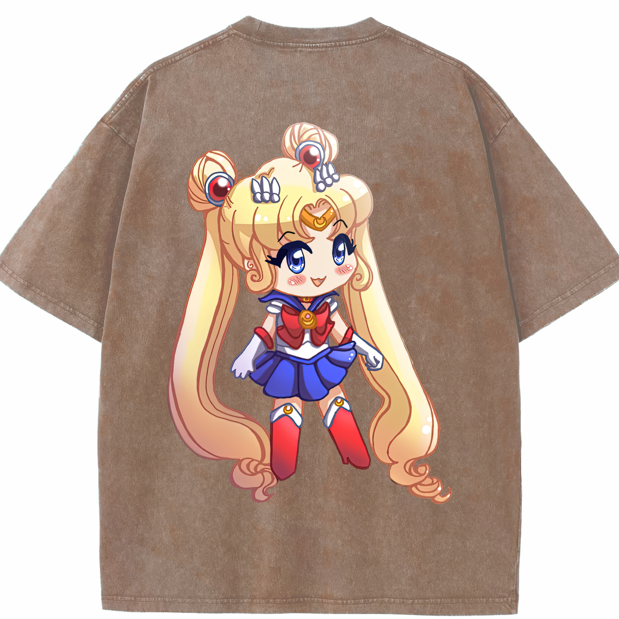 （画像用） 美少女戦士セーラームーン 月野 うさぎ つきの うさぎ Sailor Moon Tsukino Usagi 綿100% ヴィンテージ風 半袖Tシャツ（背面プリント）
