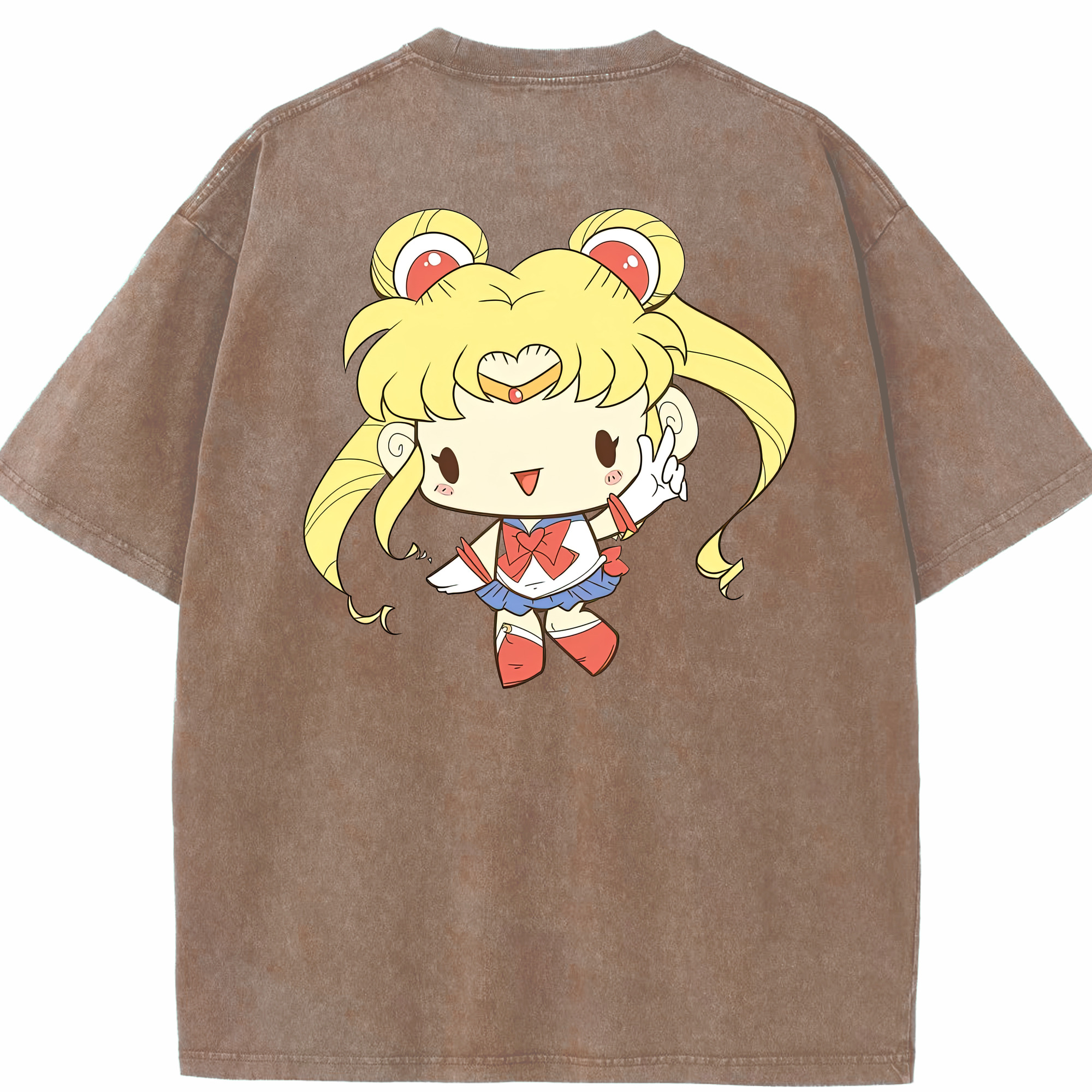 （画像用） 美少女戦士セーラームーン 月野 うさぎ つきの うさぎ Sailor Moon Tsukino Usagi 綿100% ヴィンテージ風 半袖Tシャツ（背面プリント）