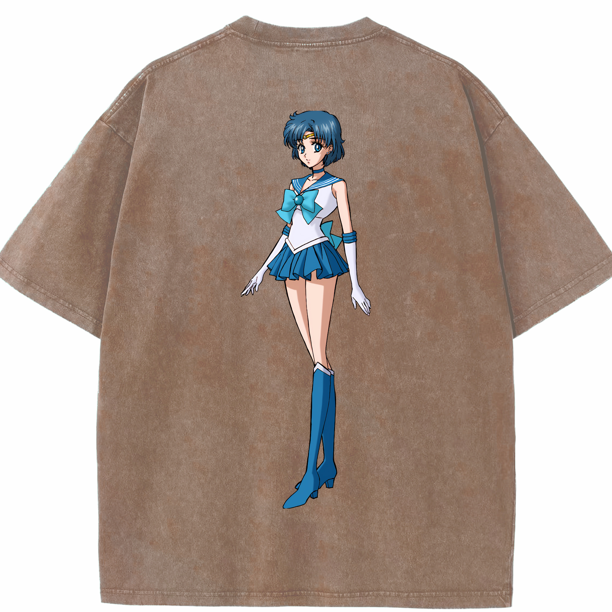 （画像用） 美少女戦士セーラームーン 水野 亜美 みずの あみ Sailor Moon Mizuno Ami 綿100% ヴィンテージ風 半袖Tシャツ（背面プリント）