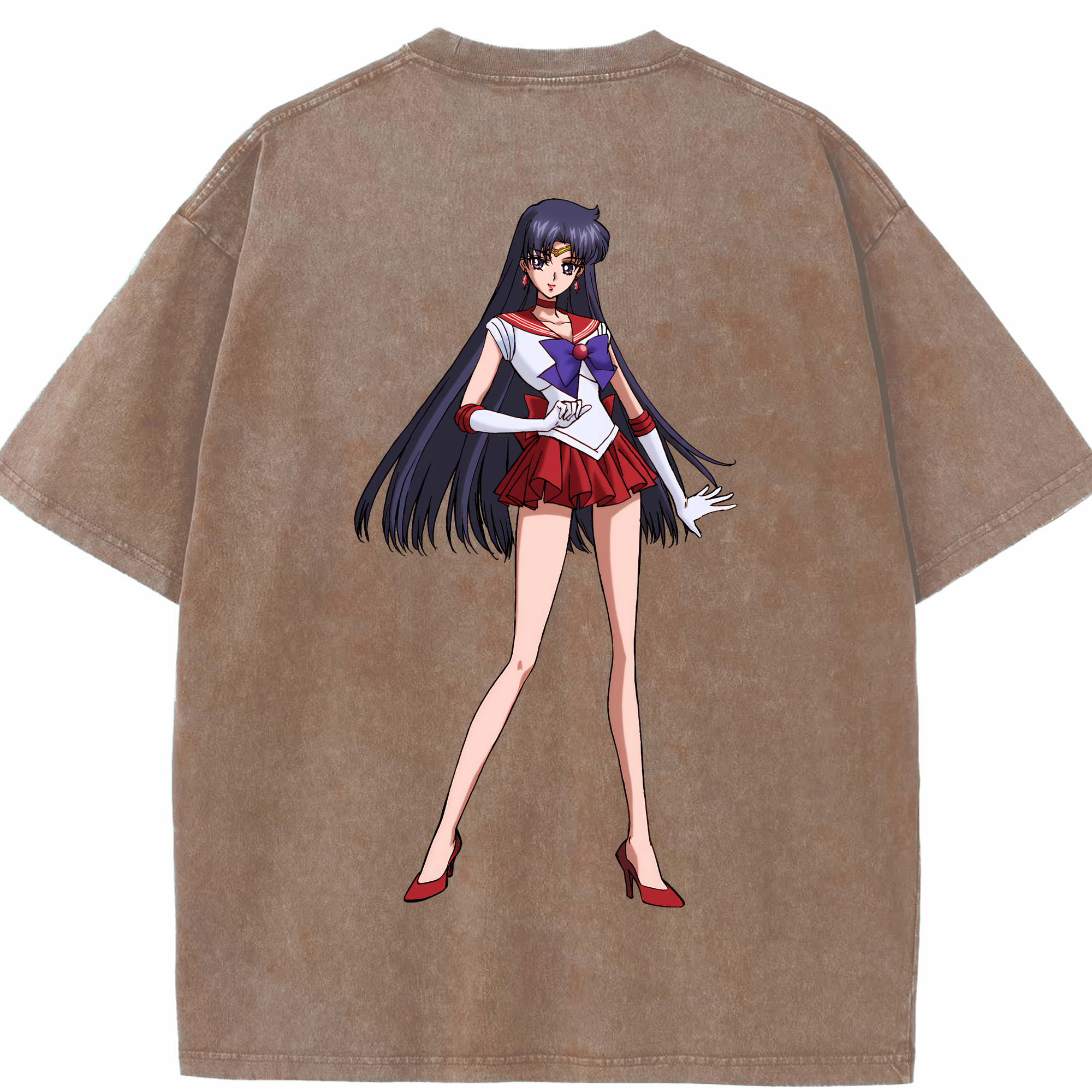 （画像用） 美少女戦士セーラームーン 火野レイ ひの レイ Sailor Moon Hino Rei （セーラーマーズ,Sailor Mars） 綿100% ヴィンテージ風 半袖Tシャツ（背面プリント）