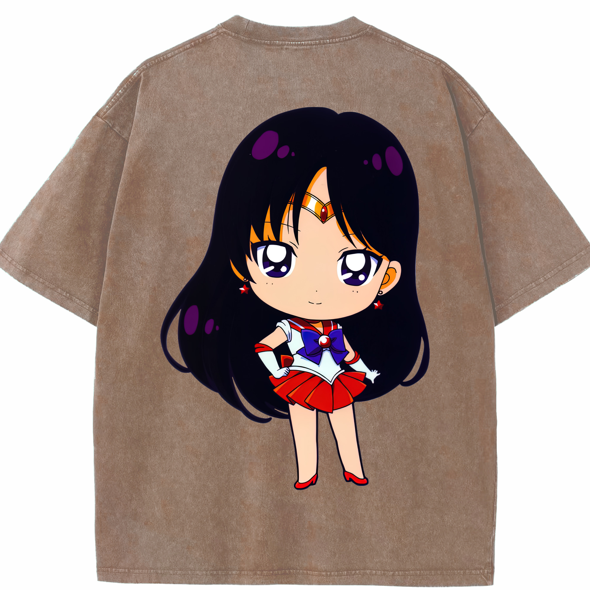 （画像用） 美少女戦士セーラームーン 火野レイ ひの レイ Sailor Moon Hino Rei （セーラーマーズ,Sailor Mars） 綿100% ヴィンテージ風 半袖Tシャツ（背面プリント）