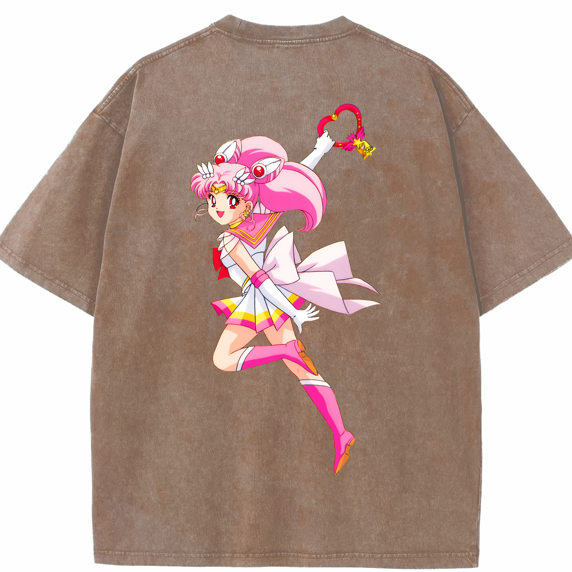 （画像用） 美少女戦士セーラームーン ちびうさ Sailor Moon Chibiusa Tsukino Usagi Small Lady Serenity 綿100% ヴィンテージ風 半袖Tシャツ（背面プリント）