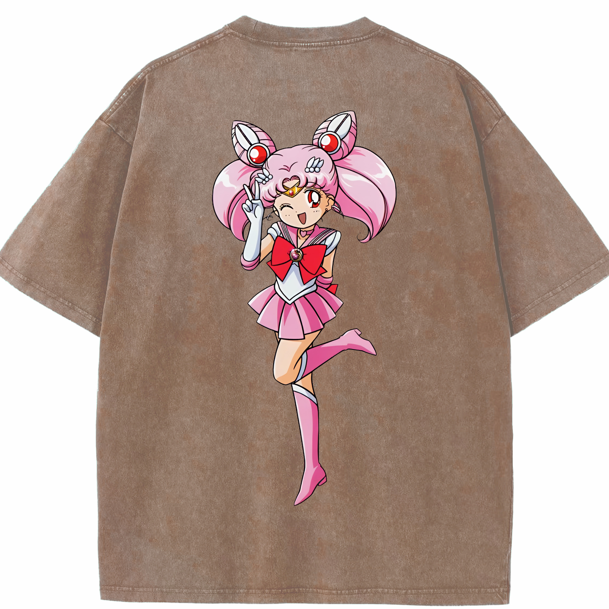 （画像用） 美少女戦士セーラームーン ちびうさ Sailor Moon Chibiusa Tsukino Usagi Small Lady Serenity 綿100% ヴィンテージ風 半袖Tシャツ（背面プリント）