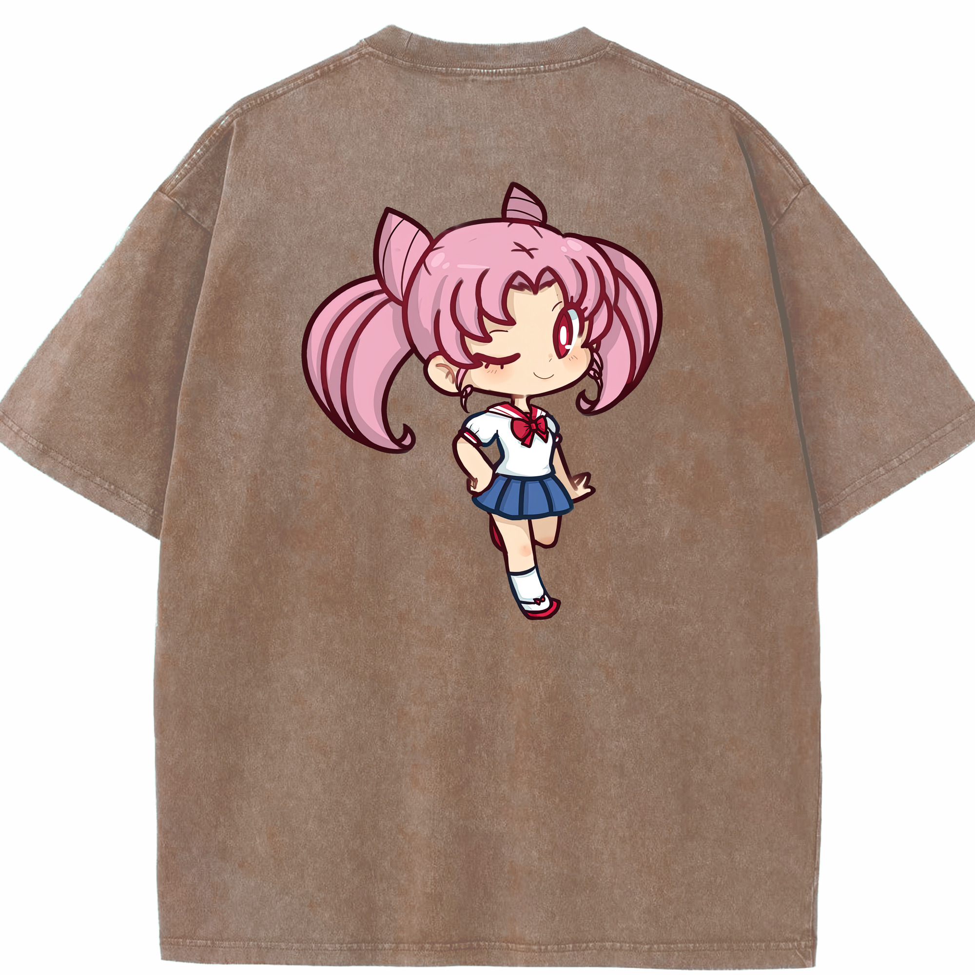 （画像用） 美少女戦士セーラームーン ちびうさ Sailor Moon Chibiusa Tsukino Usagi Small Lady Serenity 綿100% ヴィンテージ風 半袖Tシャツ（背面プリント）