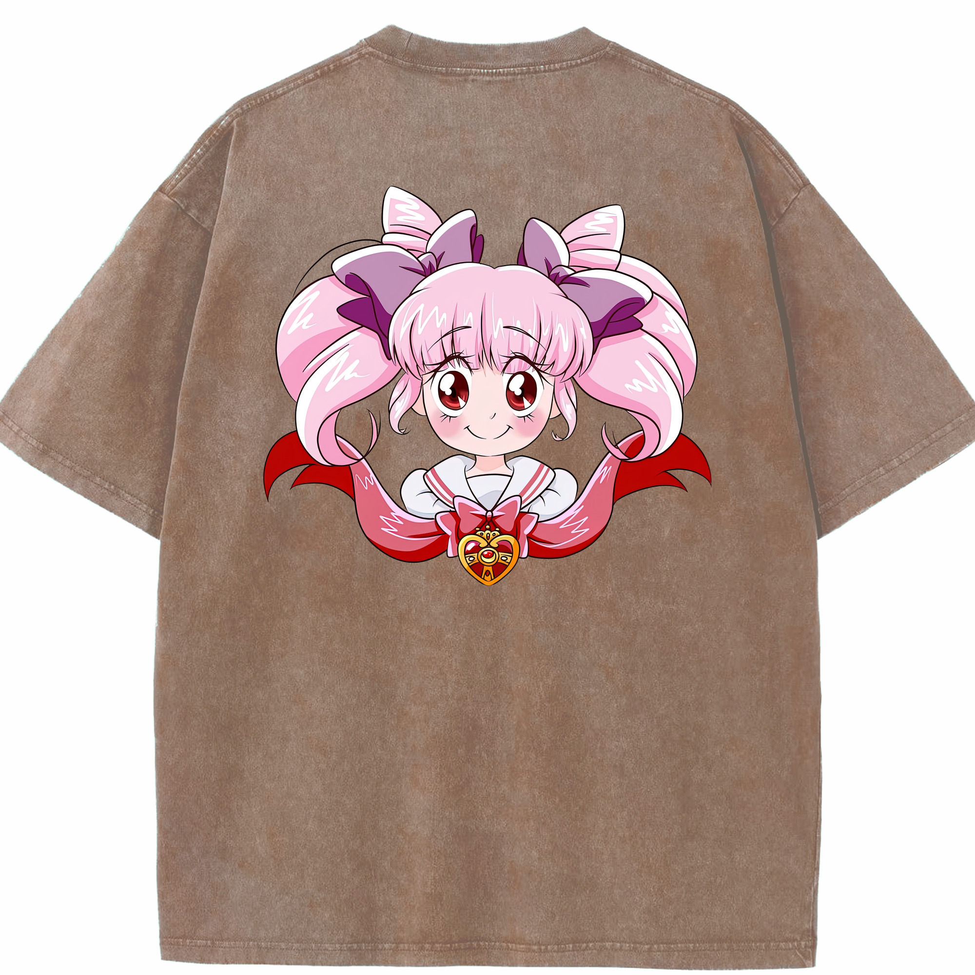 （画像用） 美少女戦士セーラームーン ちびうさ Sailor Moon Chibiusa Tsukino Usagi Small Lady Serenity 綿100% ヴィンテージ風 半袖Tシャツ（背面プリント）