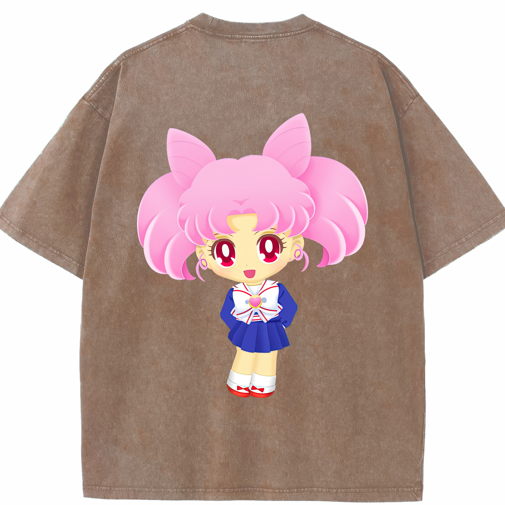 （画像用） 美少女戦士セーラームーン ちびうさ Sailor Moon Chibiusa Tsukino Usagi Small Lady Serenity 綿100% ヴィンテージ風 半袖Tシャツ（背面プリント）