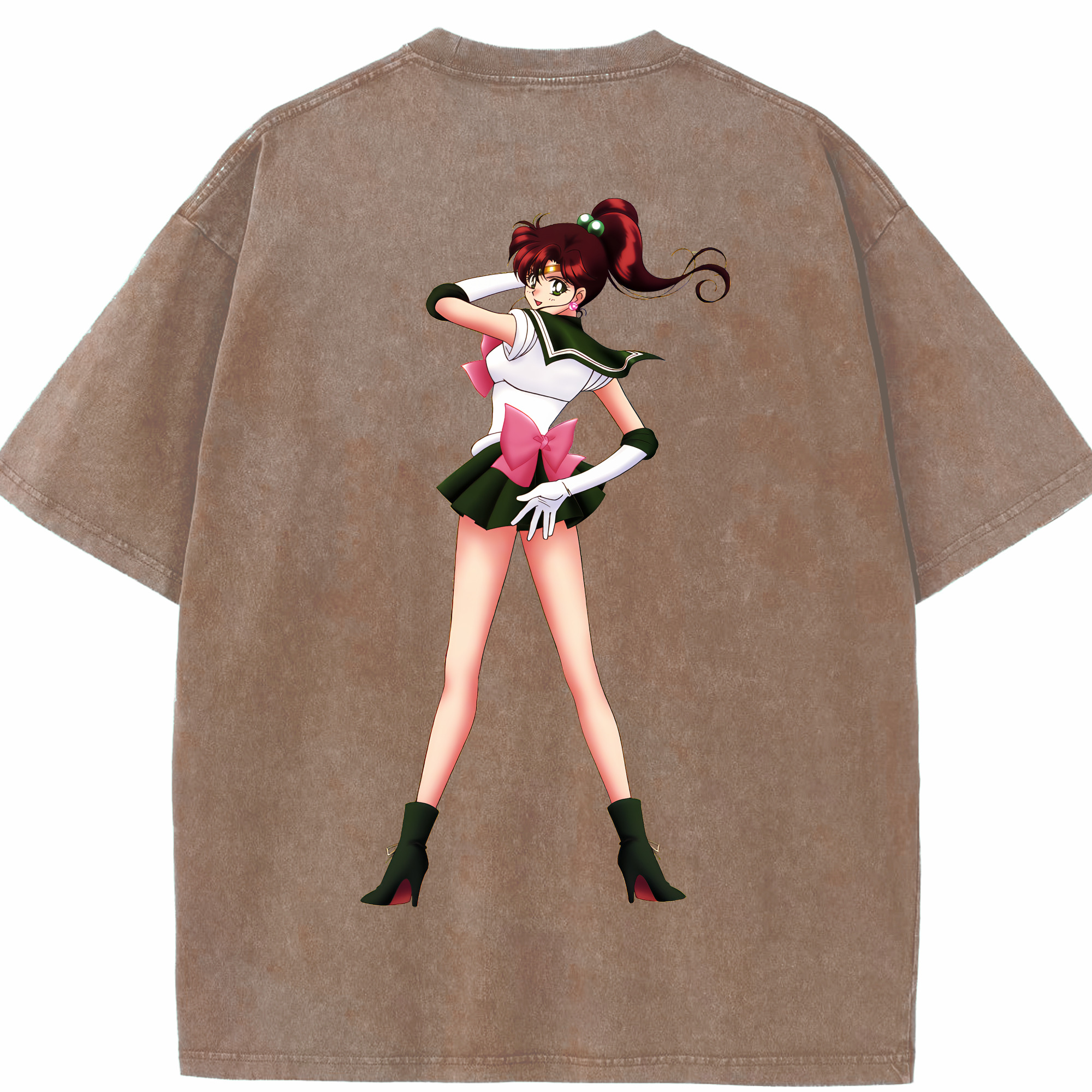 （画像用） 美少女戦士セーラームーン 木野 まこと きの まこと Sailor Moon Kino Makoto （セーラージュピター；Sailor Jupiter） 綿100% ヴィンテージ風 半袖Tシャツ（背面プリント）