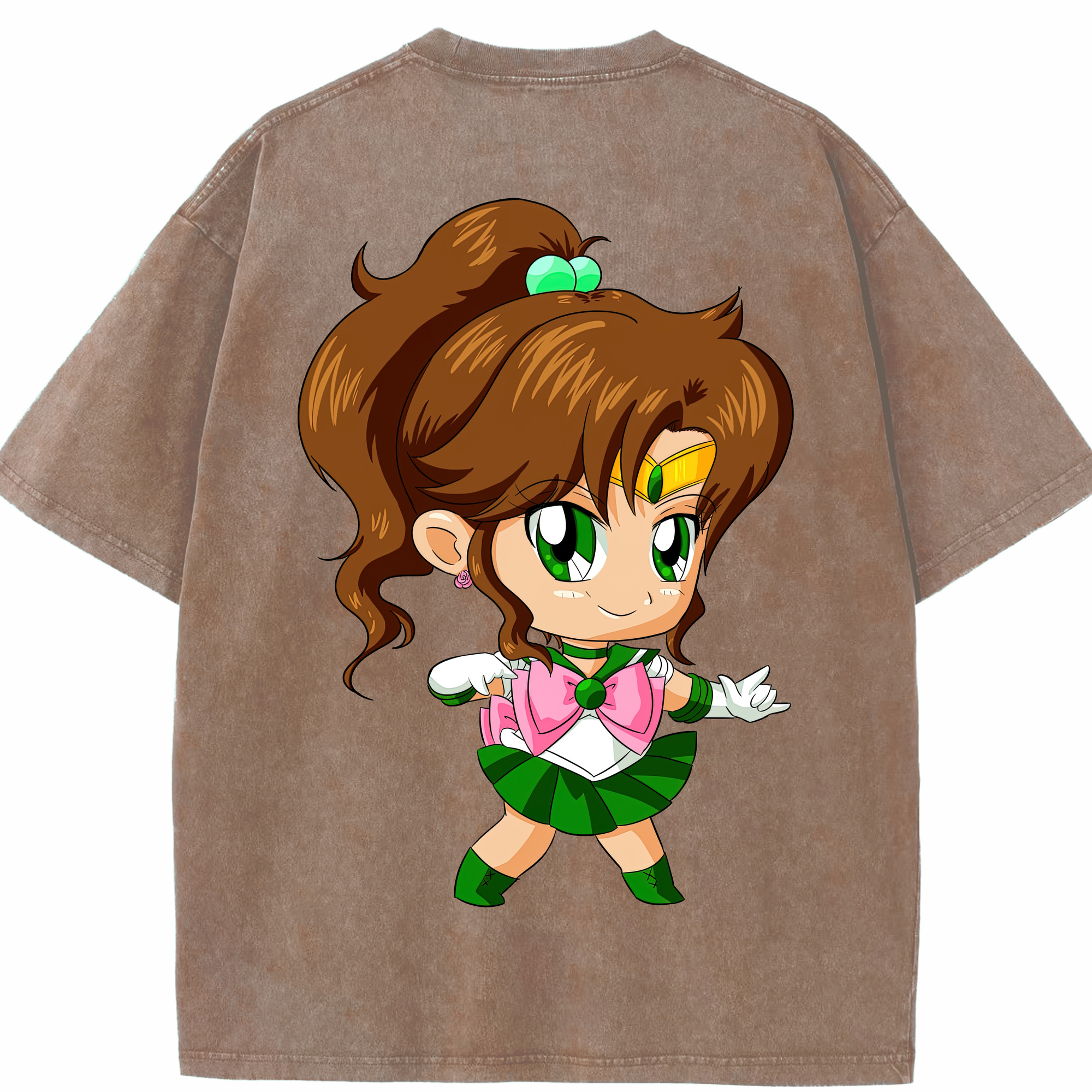 （画像用） 美少女戦士セーラームーン 木野 まこと きの まこと Sailor Moon Kino Makoto （セーラージュピター；Sailor Jupiter） 綿100% ヴィンテージ風 半袖Tシャツ（背面プリント）