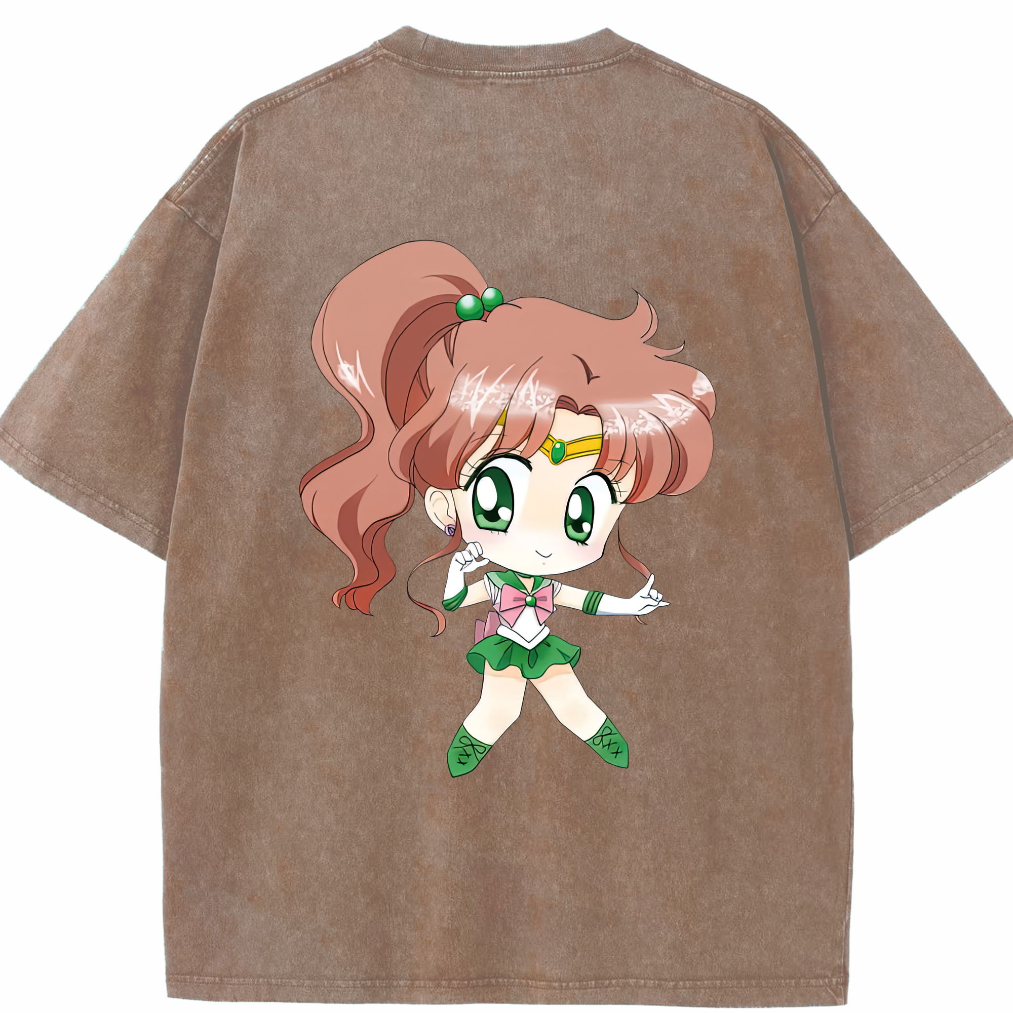 （画像用） 美少女戦士セーラームーン 木野 まこと きの まこと Sailor Moon Kino Makoto （セーラージュピター；Sailor Jupiter） 綿100% ヴィンテージ風 半袖Tシャツ（背面プリント）