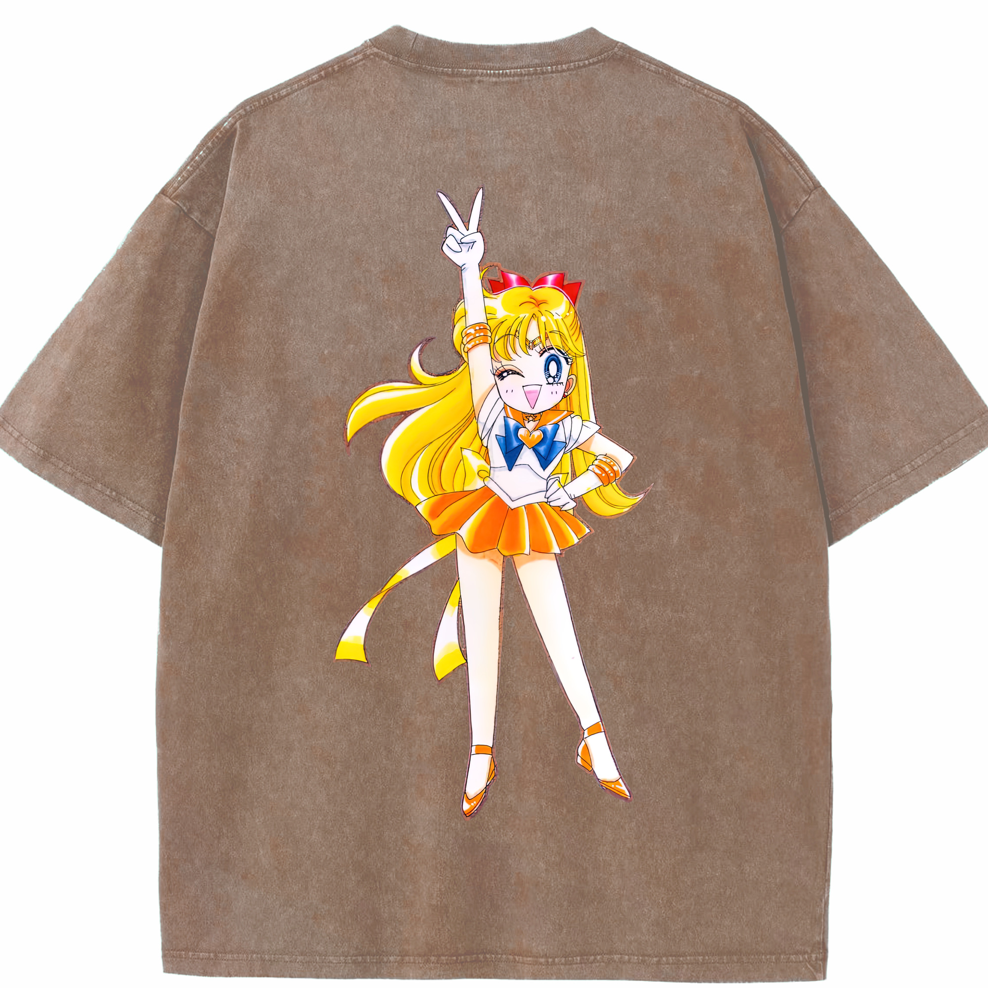 （画像用） 美少女戦士セーラームーン 愛野 美奈子 あいの みなこ Sailor Moon Aino Minako 綿100% ヴィンテージ風 半袖Tシャツ（背面プリント）