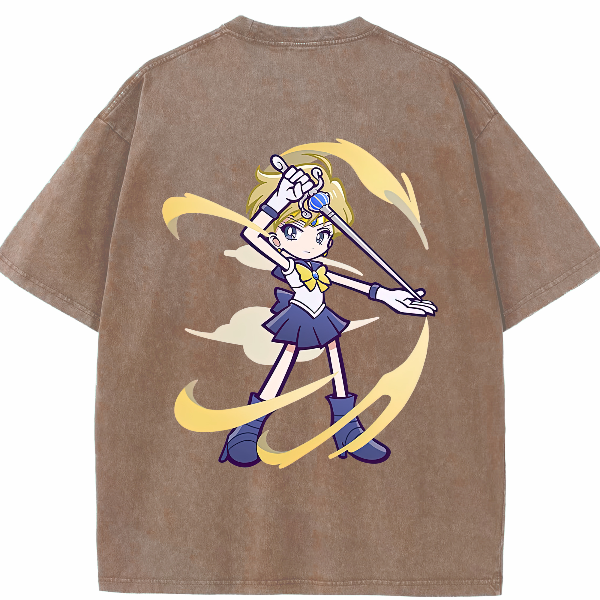 （画像用） 美少女戦士セーラームーン 天王はるか Sailor Moon Tenoh Haruka 綿100% ヴィンテージ風 半袖Tシャツ（背面プリント）