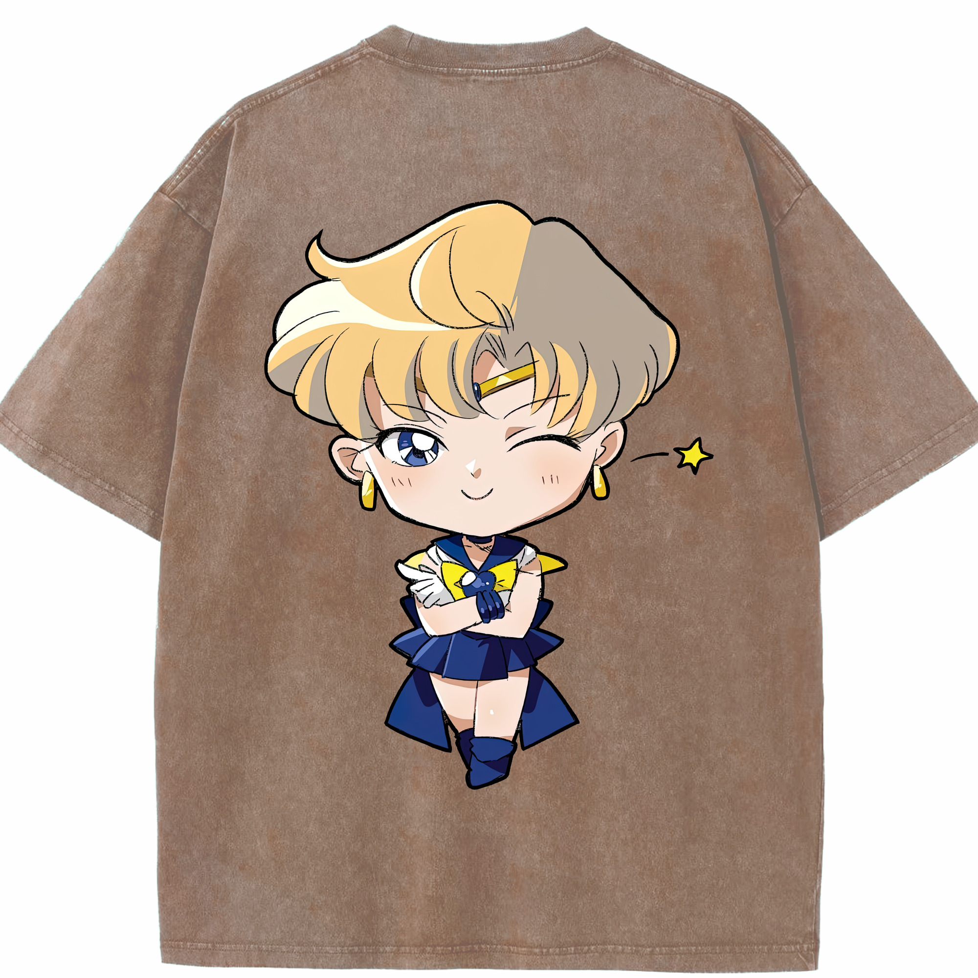 （画像用） 美少女戦士セーラームーン 天王はるか Sailor Moon Tenoh Haruka 綿100% ヴィンテージ風 半袖Tシャツ（背面プリント）