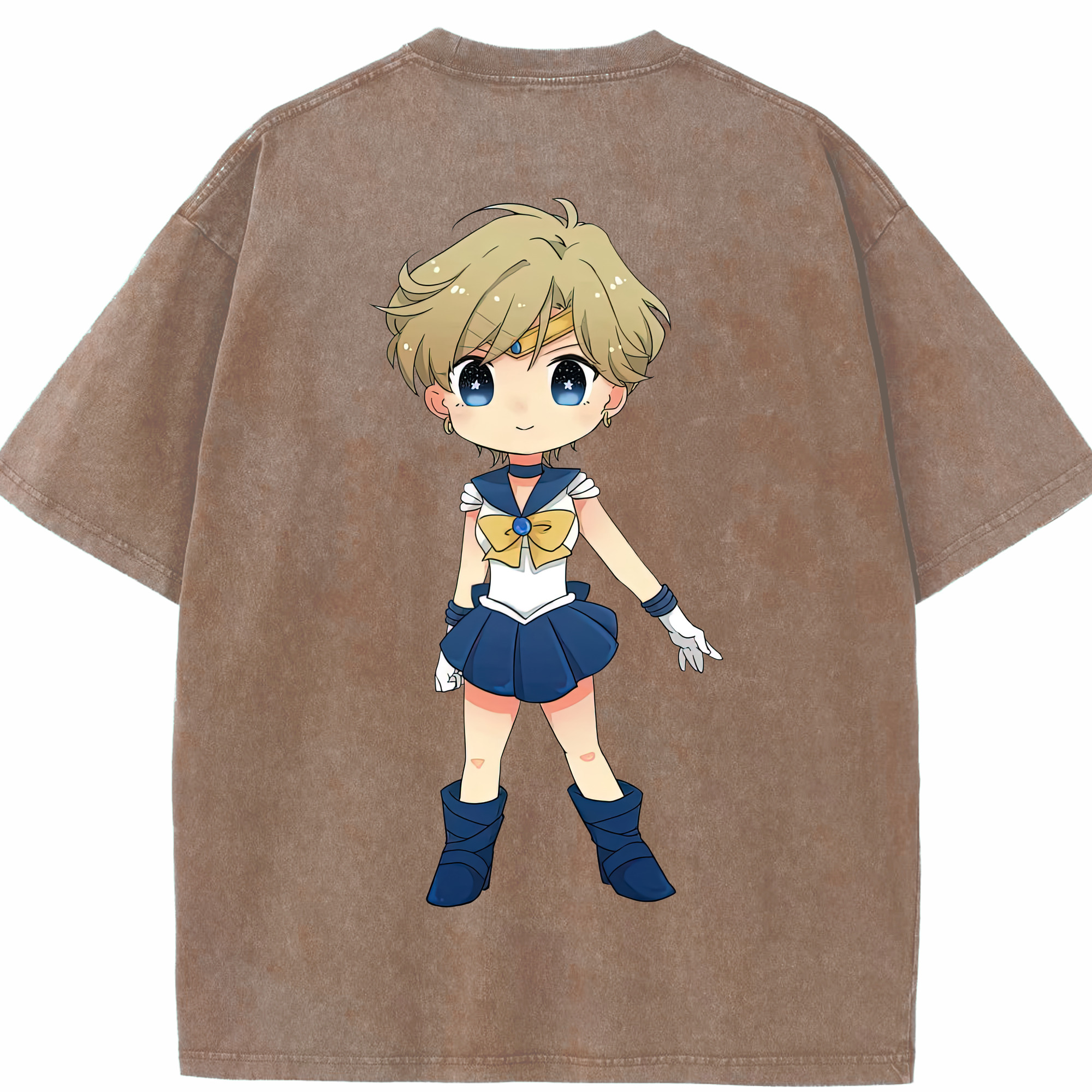 （画像用） 美少女戦士セーラームーン 天王はるか Sailor Moon Tenoh Haruka 綿100% ヴィンテージ風 半袖Tシャツ（背面プリント）
