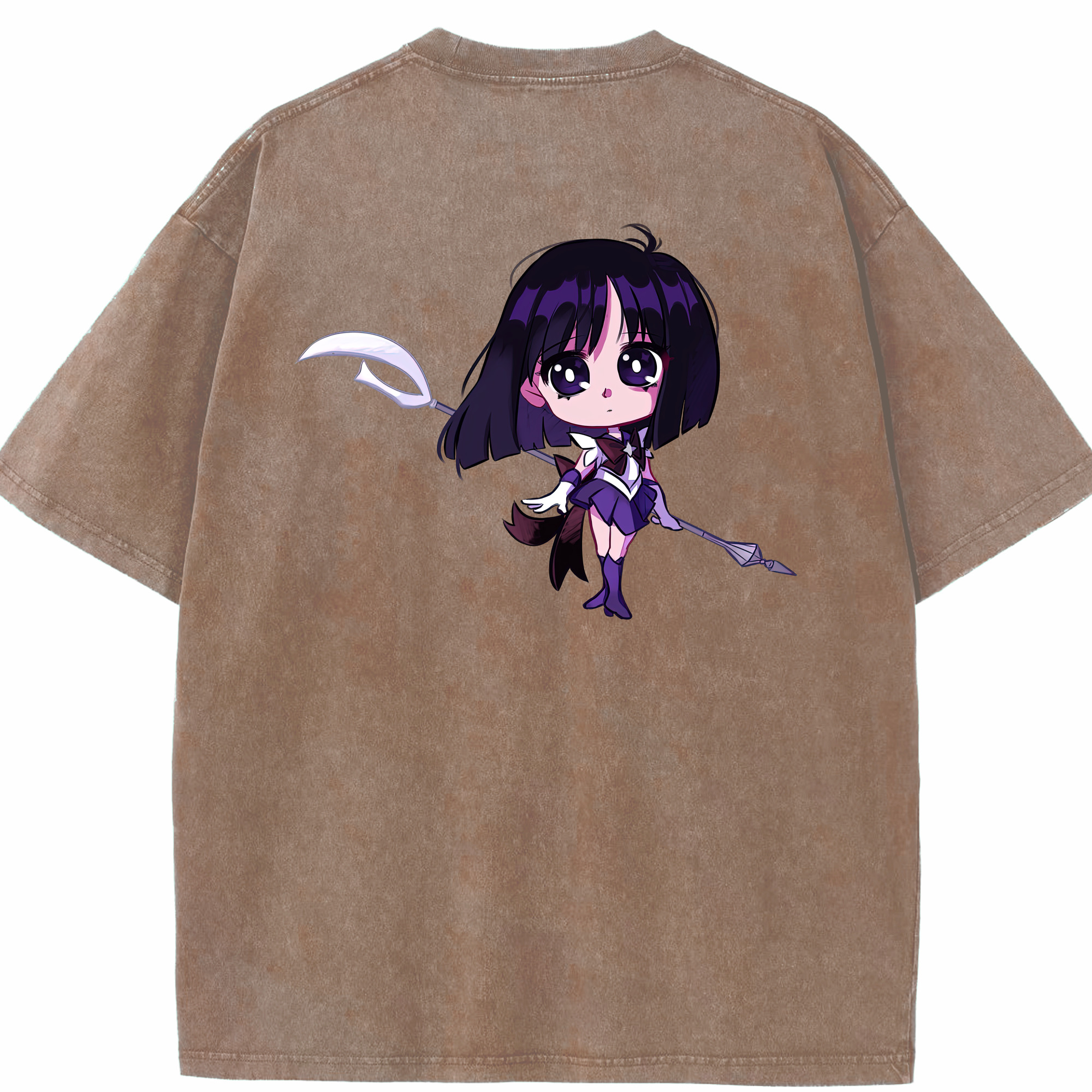 （画像用） 美少女戦士セーラームーン 土萠ほたる Sailor Moon Tomoe Hotaru （セーラーサターン；Sailor Saturn） 綿100% ヴィンテージ風 半袖Tシャツ（背面プリント）