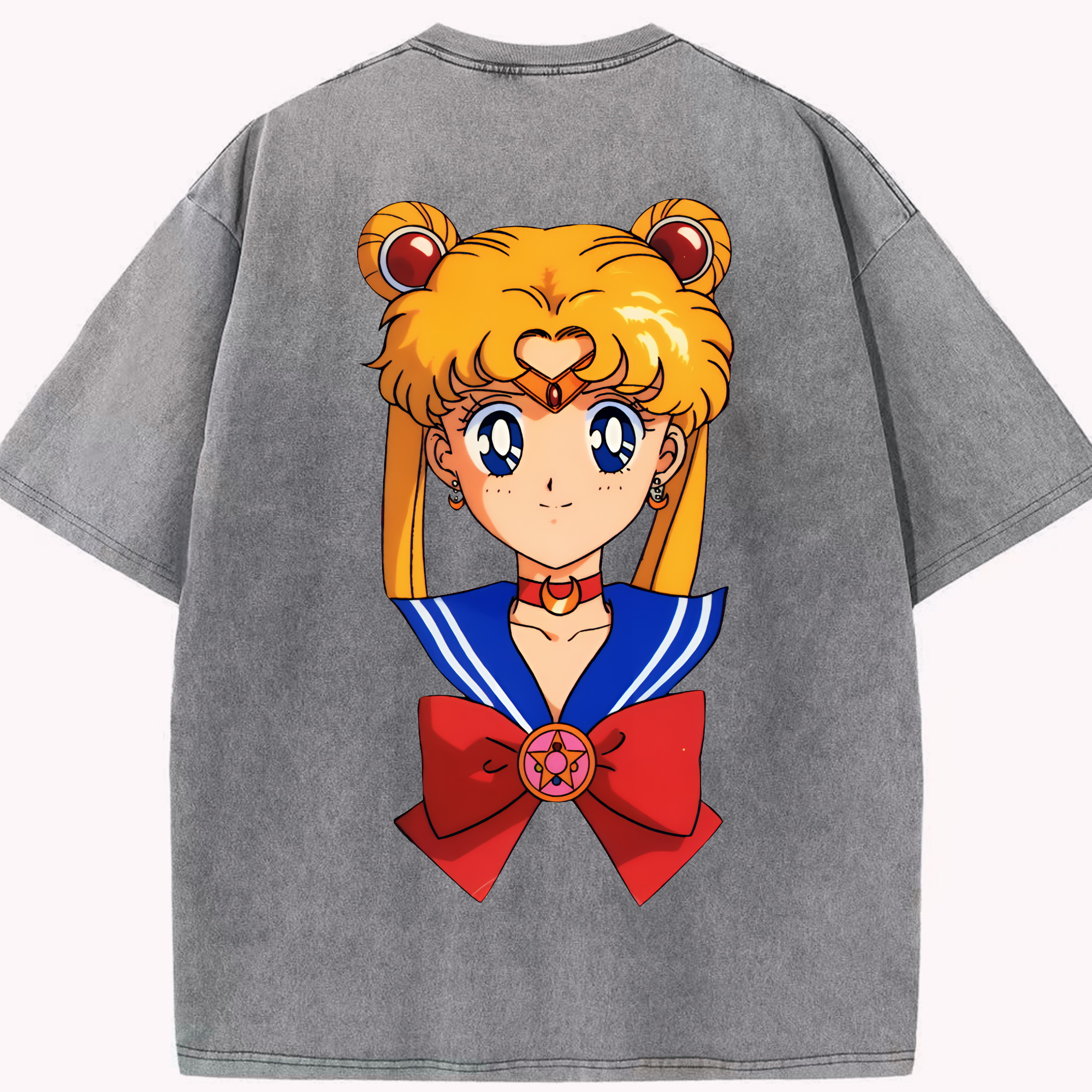 （画像用） 美少女戦士セーラームーン 月野 うさぎ つきの うさぎ Sailor Moon Tsukino Usagi 綿100% ヴィンテージ風 半袖Tシャツ（背面プリント）