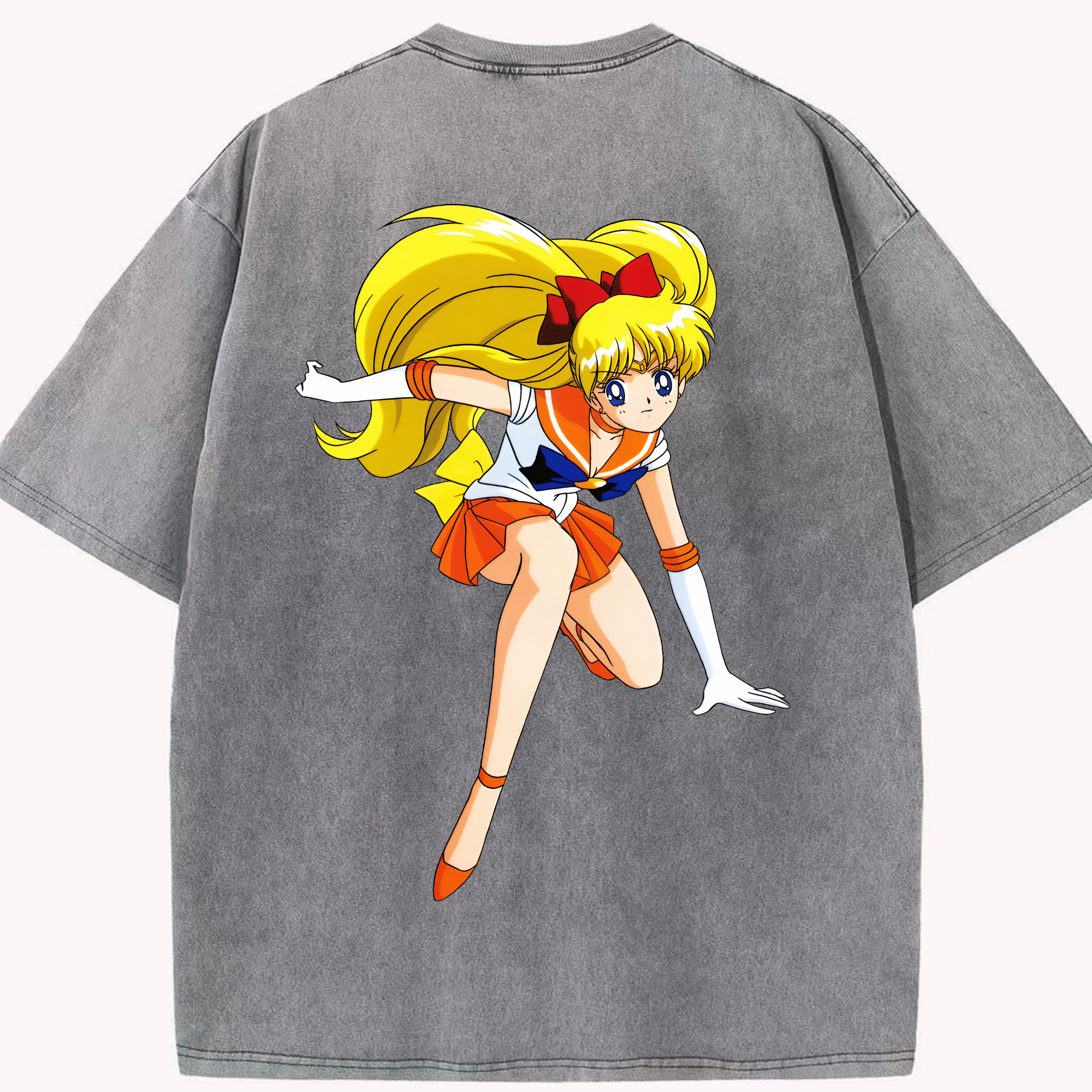 （画像用） 美少女戦士セーラームーン 愛野 美奈子 あいの みなこ Sailor Moon Aino Minako 綿100% ヴィンテージ風 半袖Tシャツ（背面プリント）