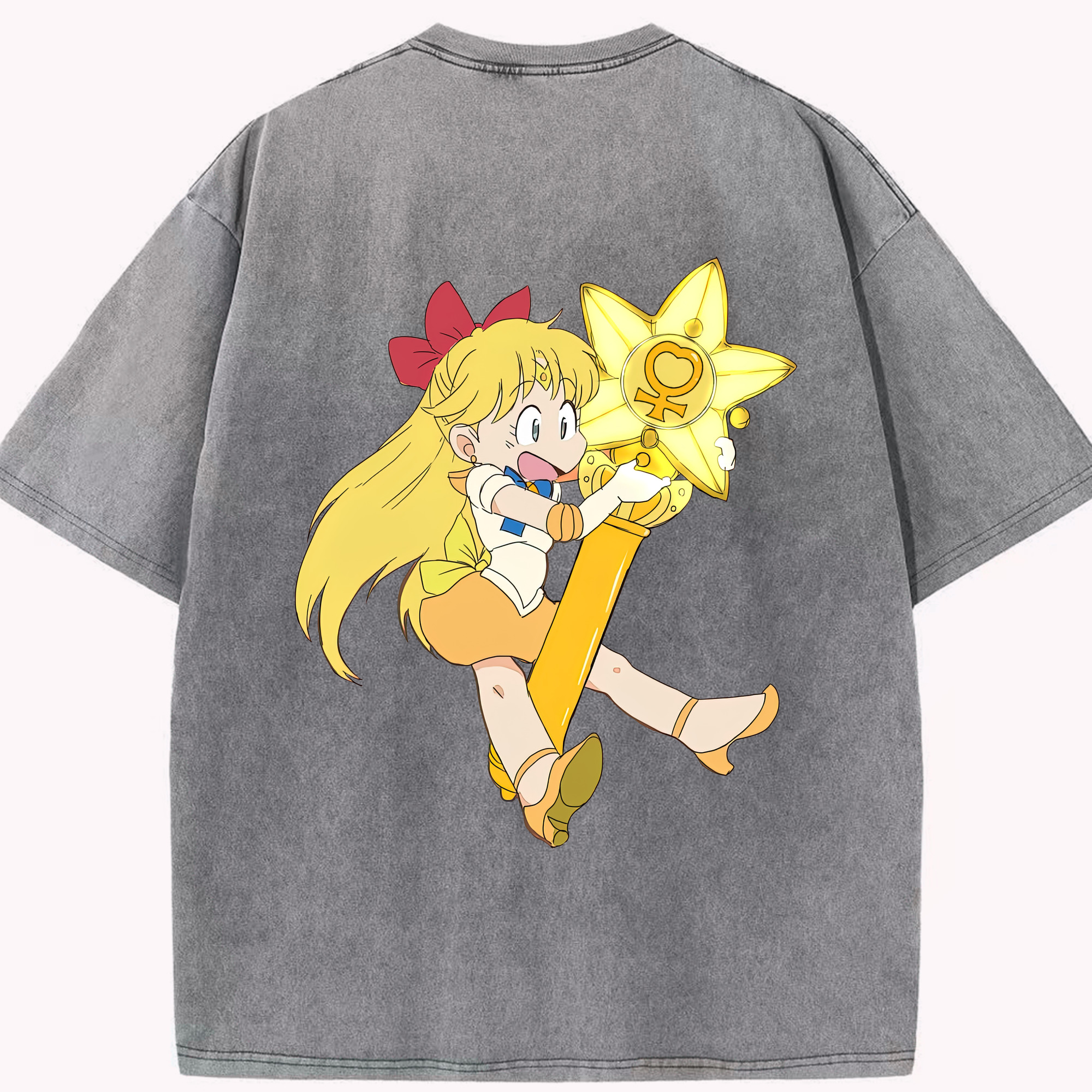（画像用） 美少女戦士セーラームーン 愛野 美奈子 あいの みなこ Sailor Moon Aino Minako 綿100% ヴィンテージ風 半袖Tシャツ（背面プリント）