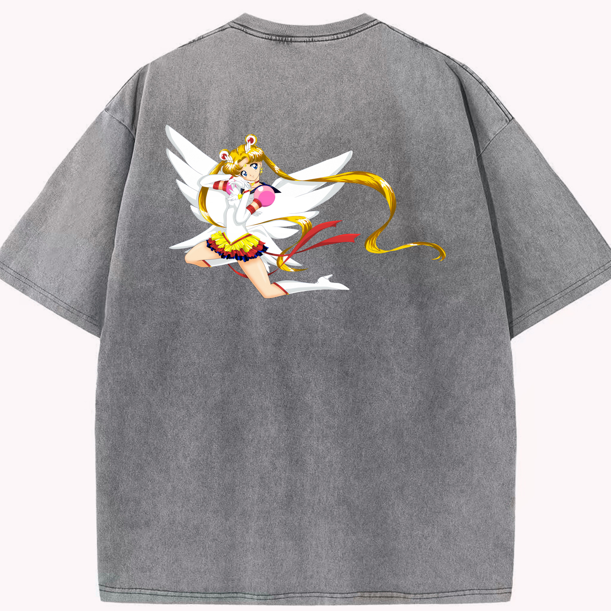（画像用） 美少女戦士セーラームーン 月野 うさぎ つきの うさぎ Sailor Moon Tsukino Usagi 綿100% ヴィンテージ風 半袖Tシャツ（背面プリント）