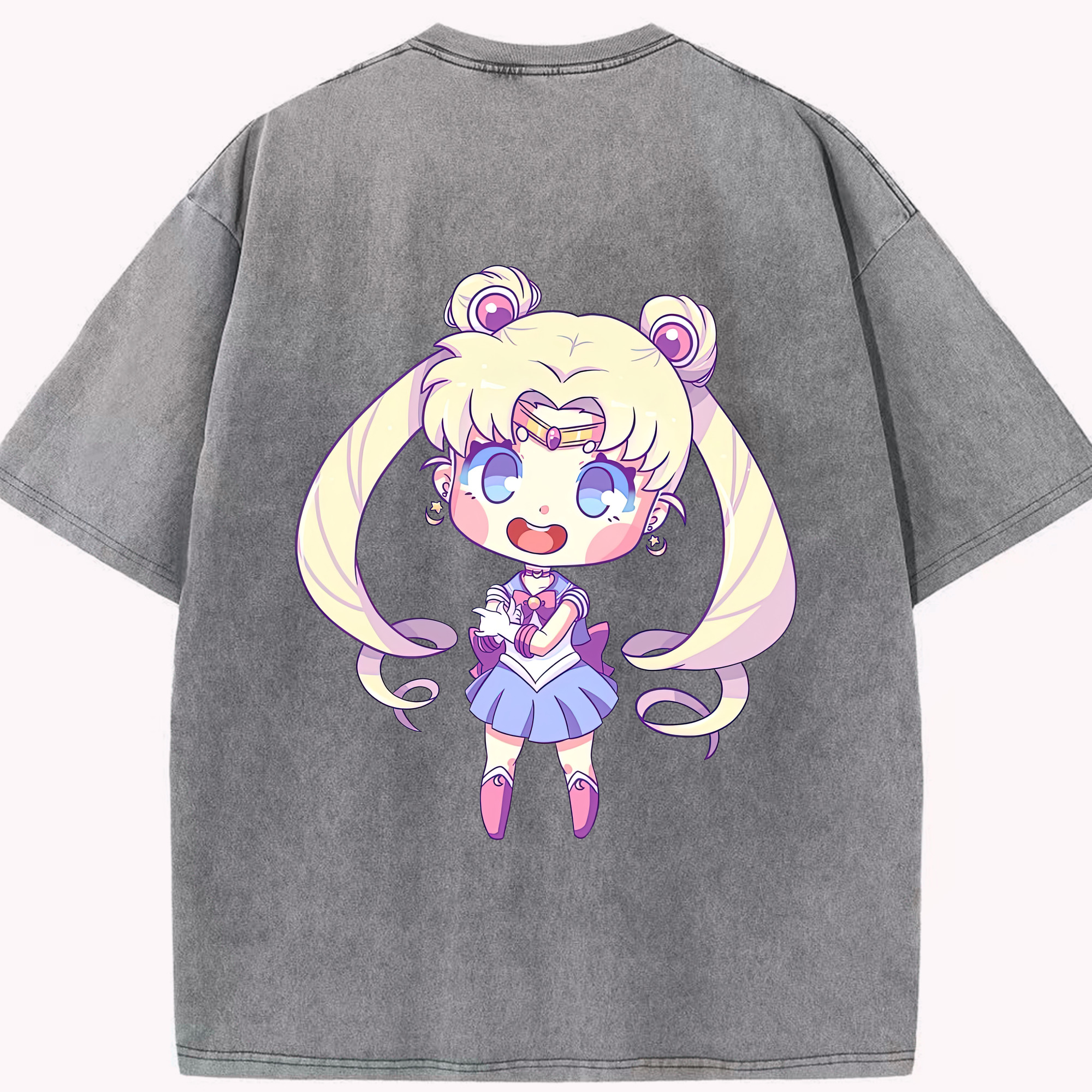 （画像用） 美少女戦士セーラームーン 月野 うさぎ つきの うさぎ Sailor Moon Tsukino Usagi 綿100% ヴィンテージ風 半袖Tシャツ（背面プリント）