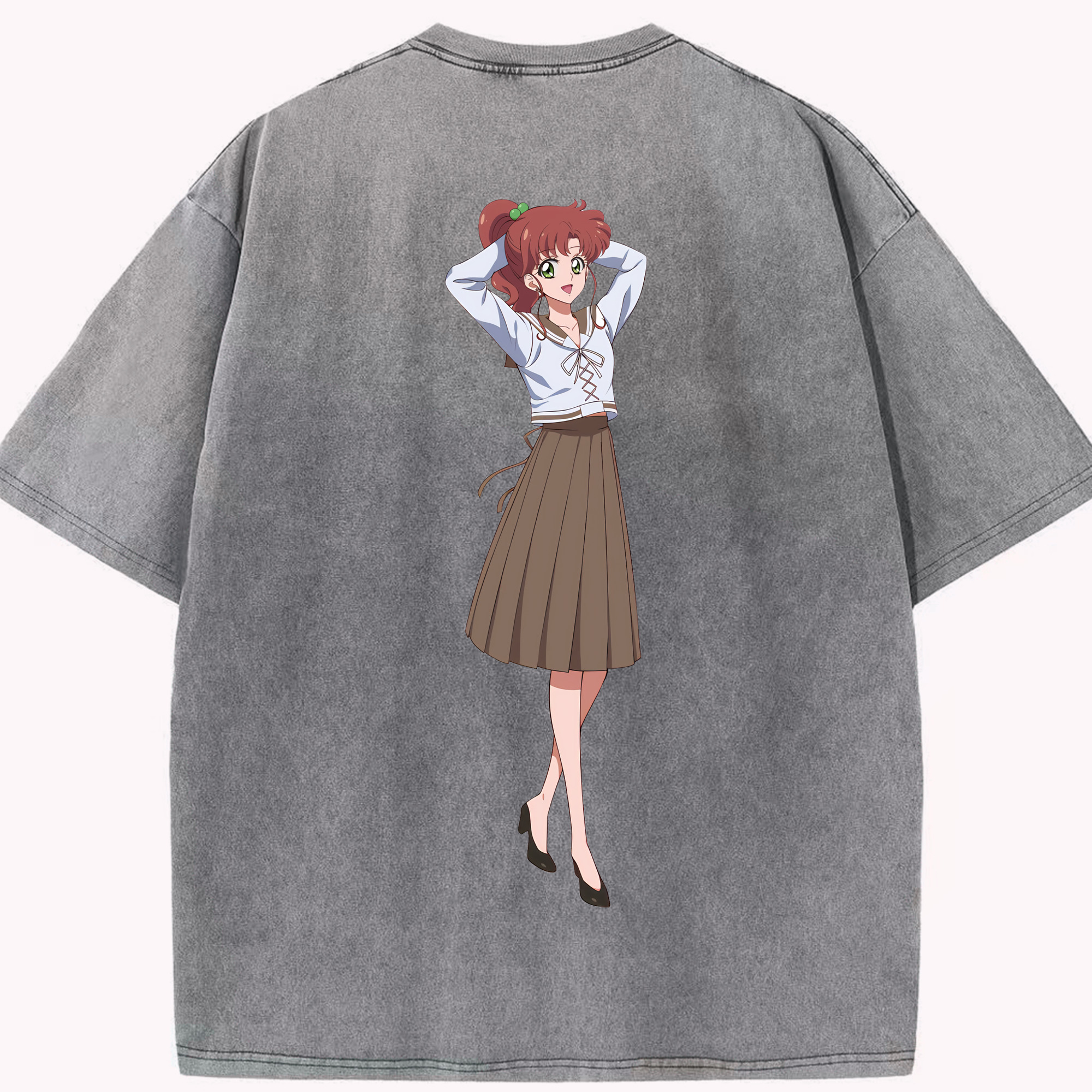 （画像用） 美少女戦士セーラームーン 木野 まこと きの まこと Sailor Moon Kino Makoto （セーラージュピター；Sailor Jupiter） 綿100% ヴィンテージ風 半袖Tシャツ（背面プリント）