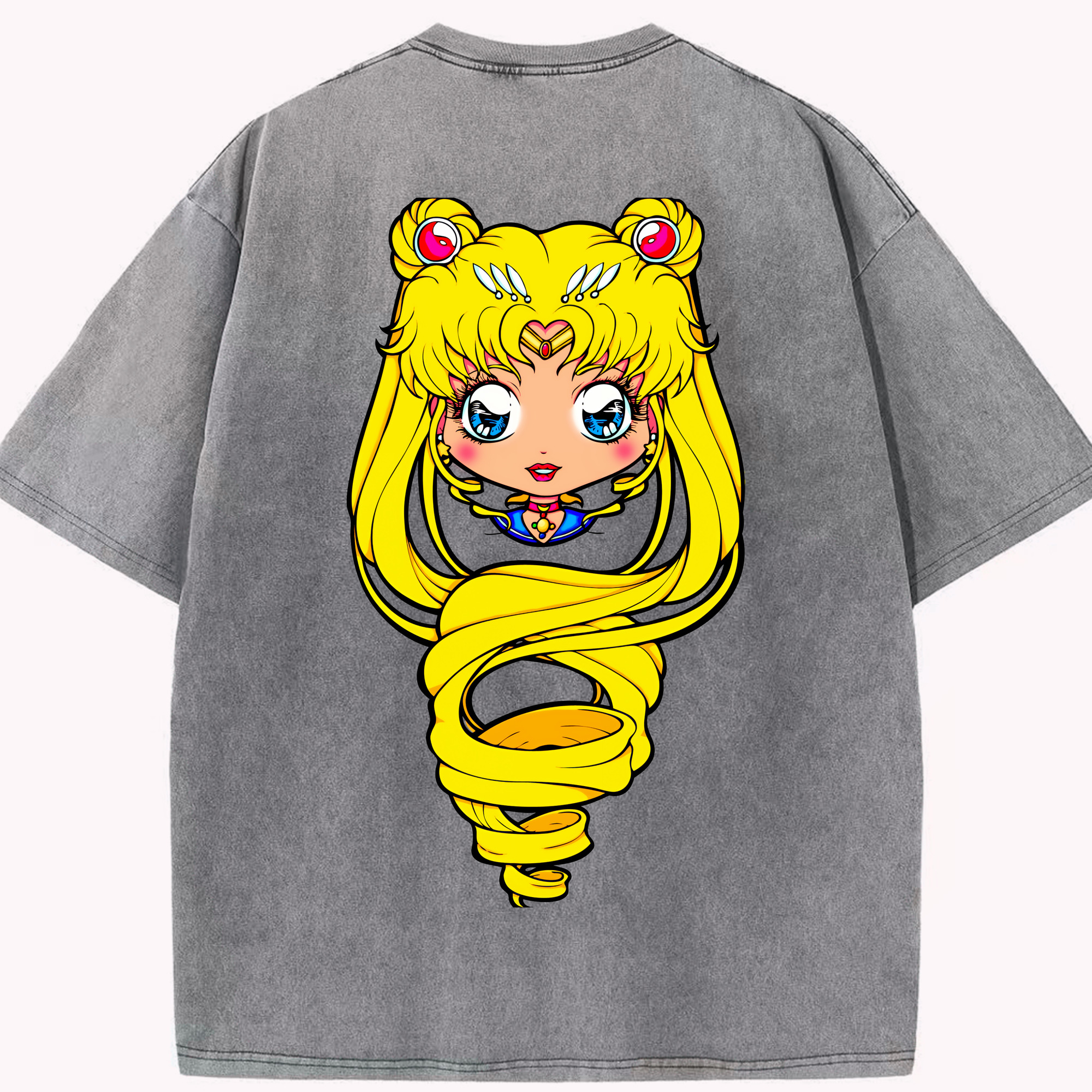 （画像用） 美少女戦士セーラームーン 月野 うさぎ つきの うさぎ Sailor Moon Tsukino Usagi 綿100% ヴィンテージ風 半袖Tシャツ（背面プリント）